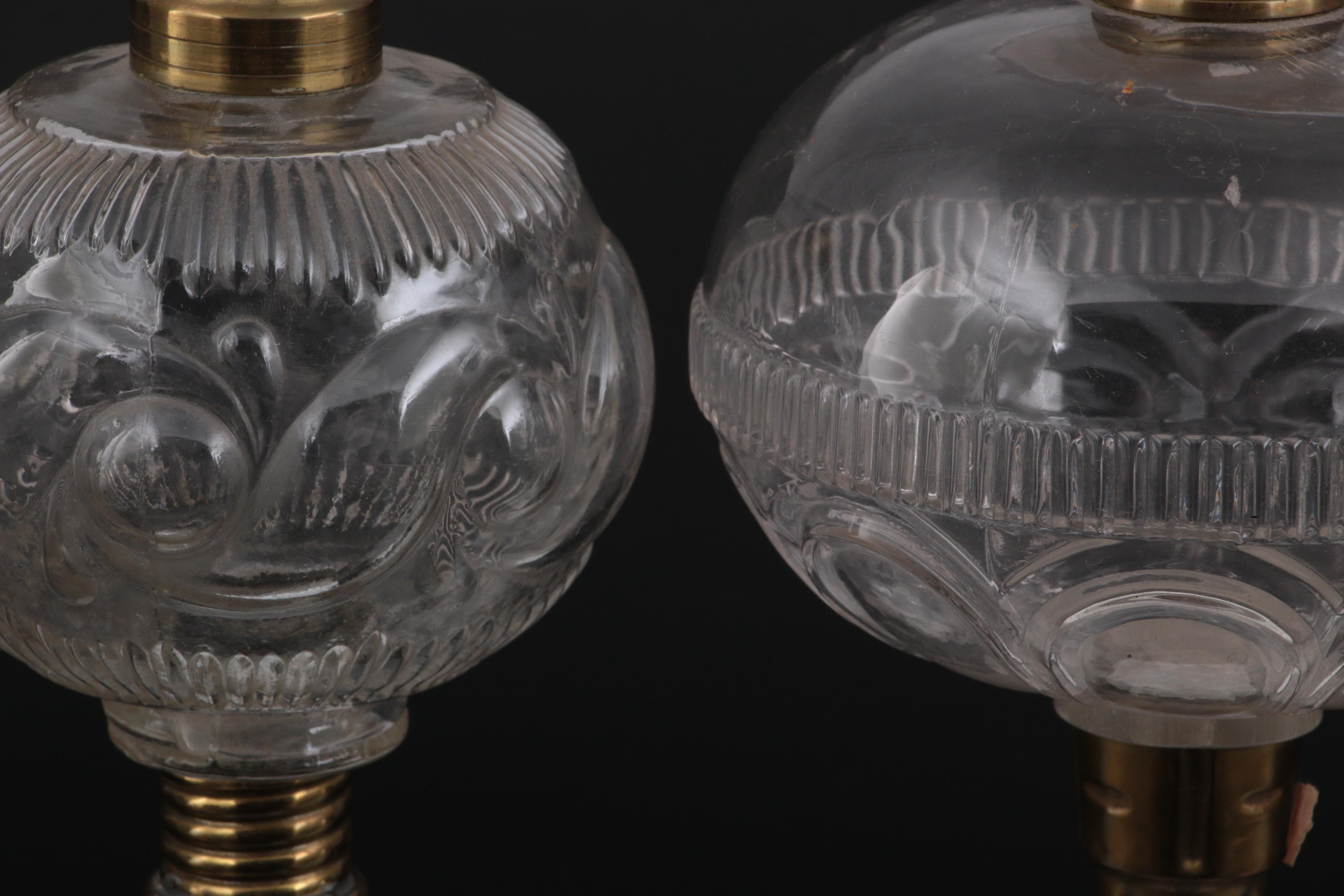 Atterbury & Co. Milk and Pressed Glass Oil Lamps, Late 19th Century