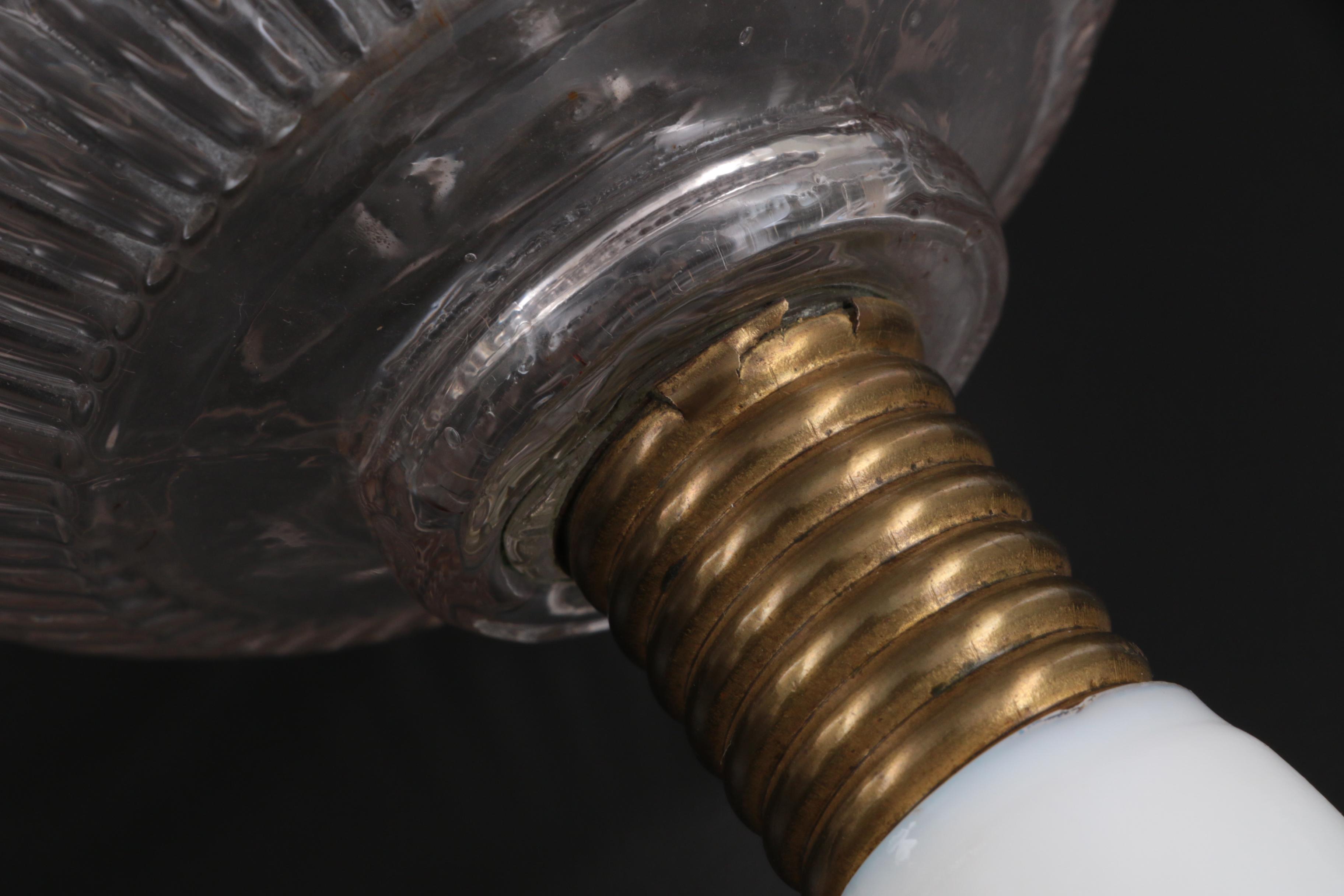 Atterbury & Co. Milk and Pressed Glass Oil Lamps, Late 19th Century