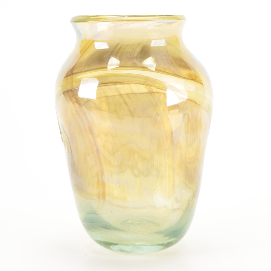 Talitha Horn Handblown Studio Art Glass Vase, 1977