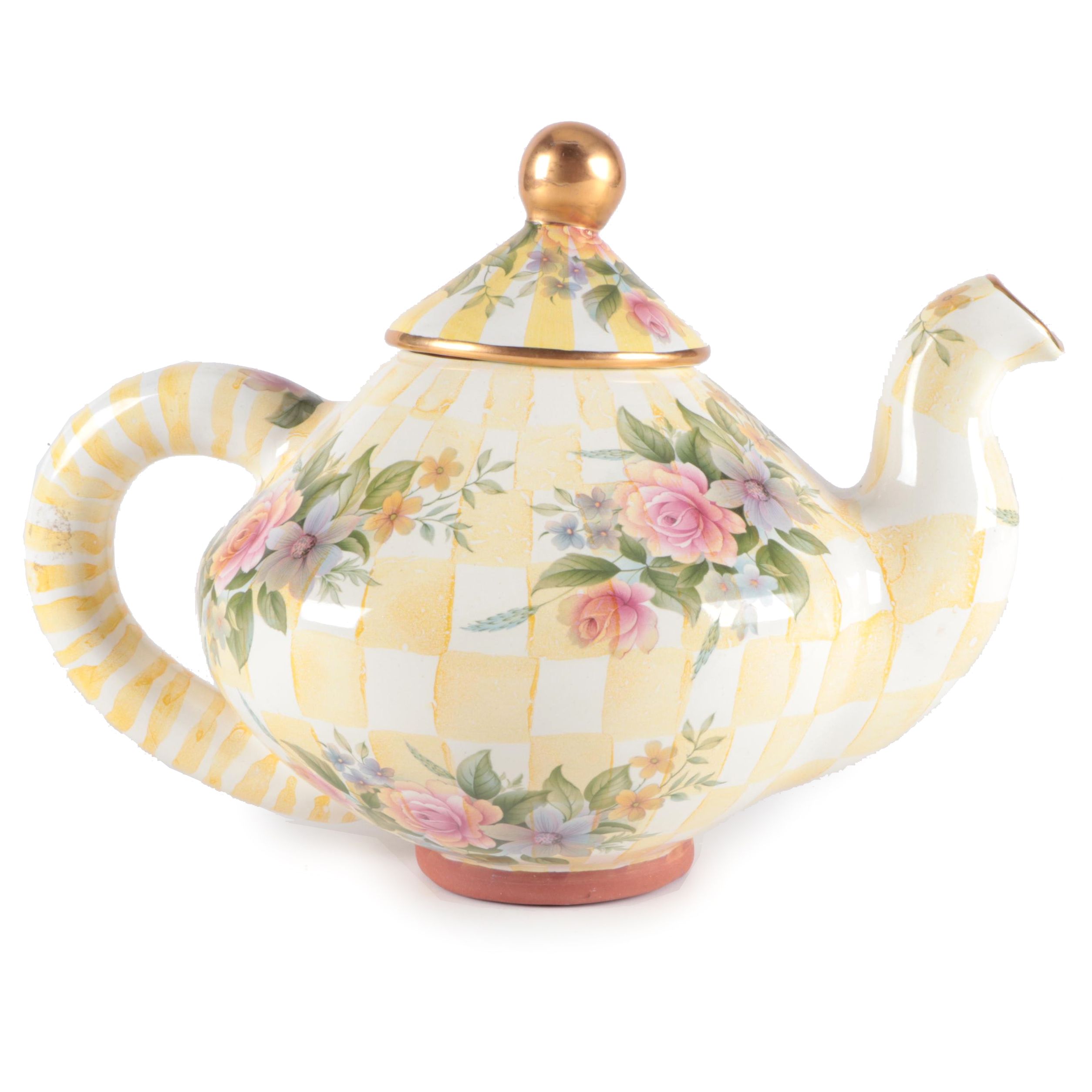 MacKenzie-Childs "Lemon Curd" Hand-Painted Terracotta Teapot