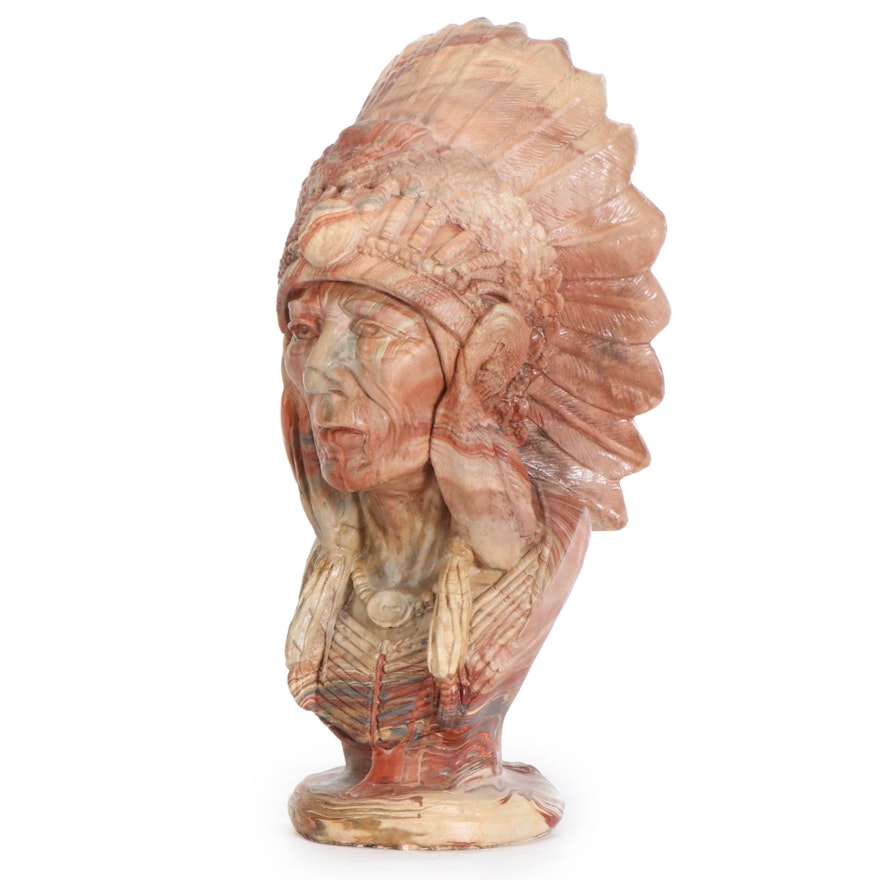 Gregory Kickingbird Warren Chulengo Clay Sculpture "Chief Sitting Bull"