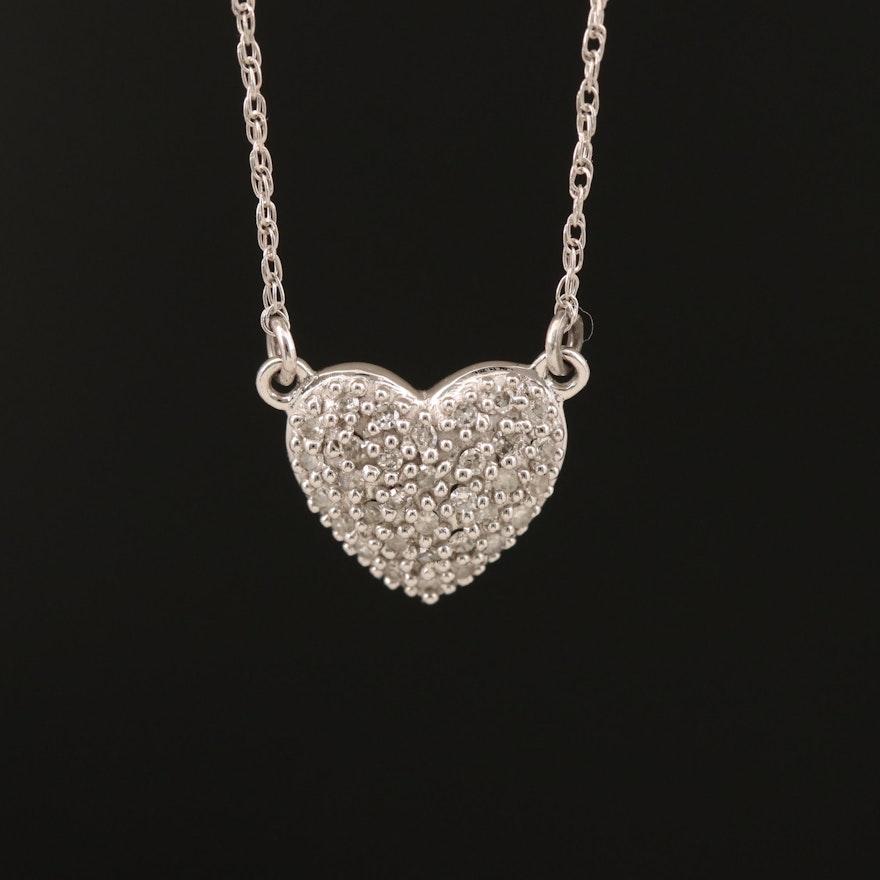 10K 0.09 CTW Diamond Heart Necklace