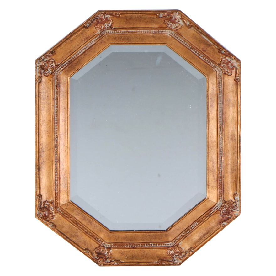 Octagonal Gilt Composite and Beveled Glass Wall Mirror, Late 20th Century