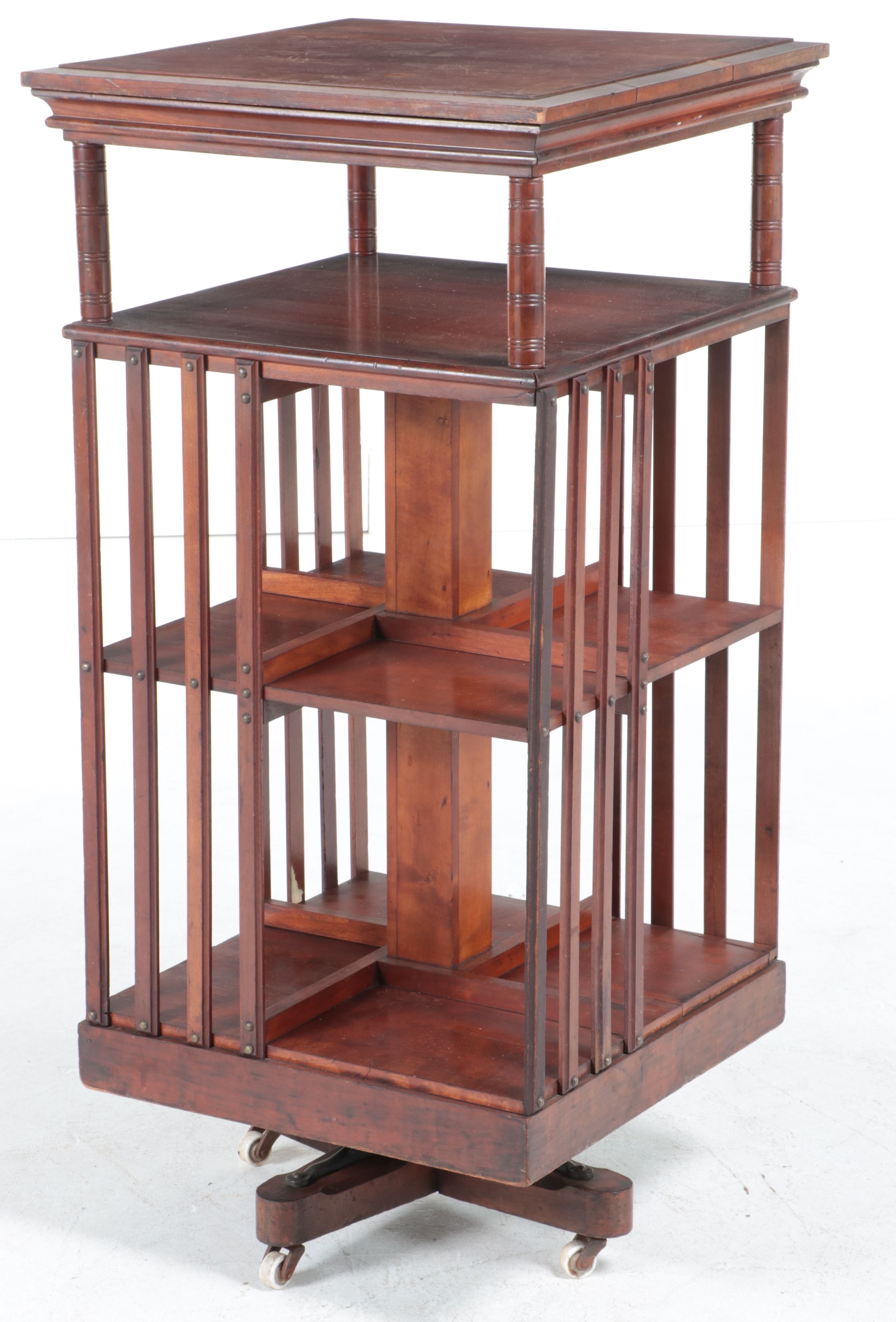John Danner Cherrywood Four-Tier Revolving Bookcase, Late 19th Century
