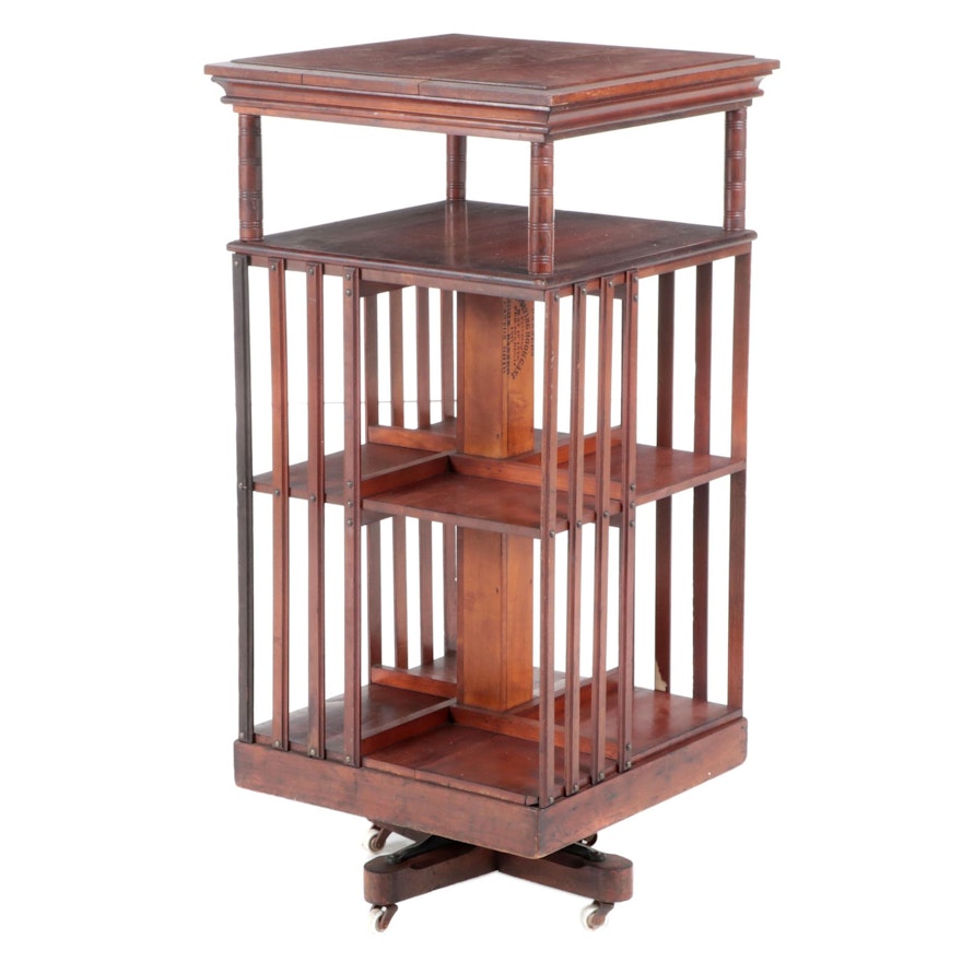 John Danner Cherrywood Four-Tier Revolving Bookcase, Late 19th Century