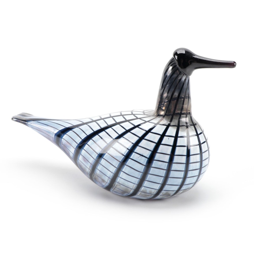 Oiva Toikka White, Blue, and Black Art Glass Bird Figurine