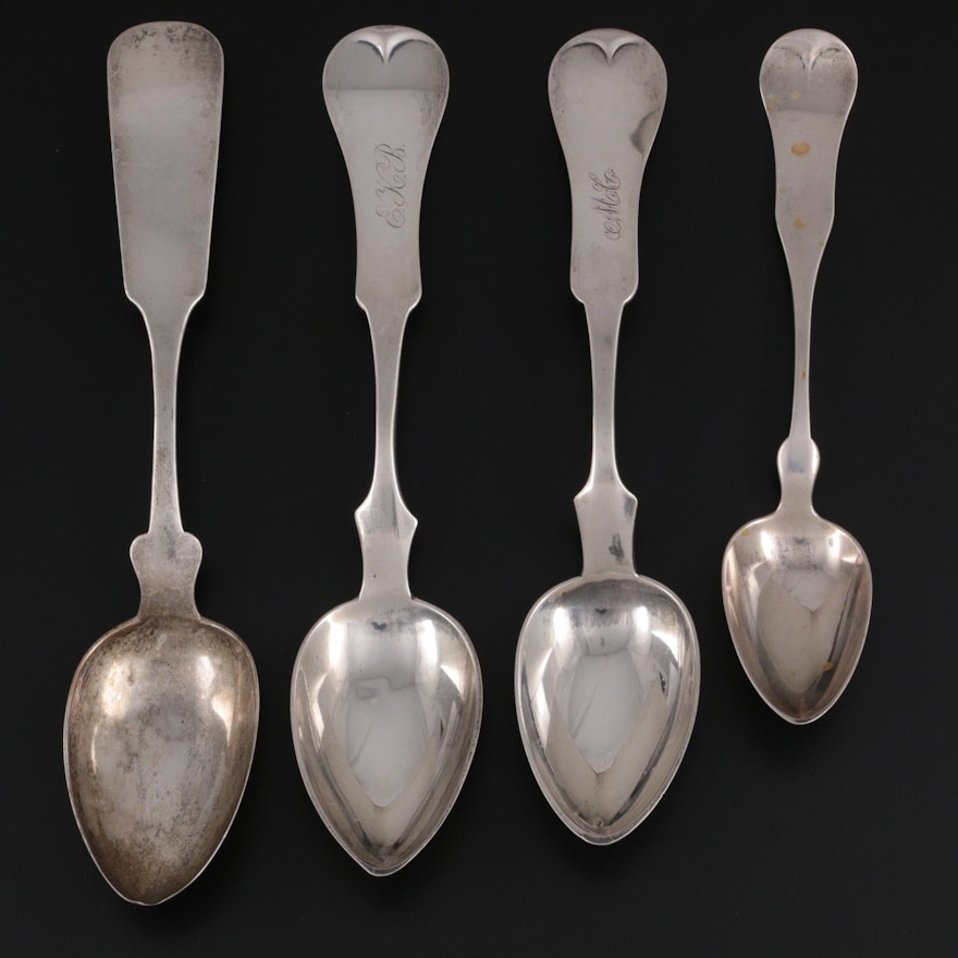 Lowell & Senter, Duhme & Co, D. Kinsey & Co, and Other Coin Silver Spoons