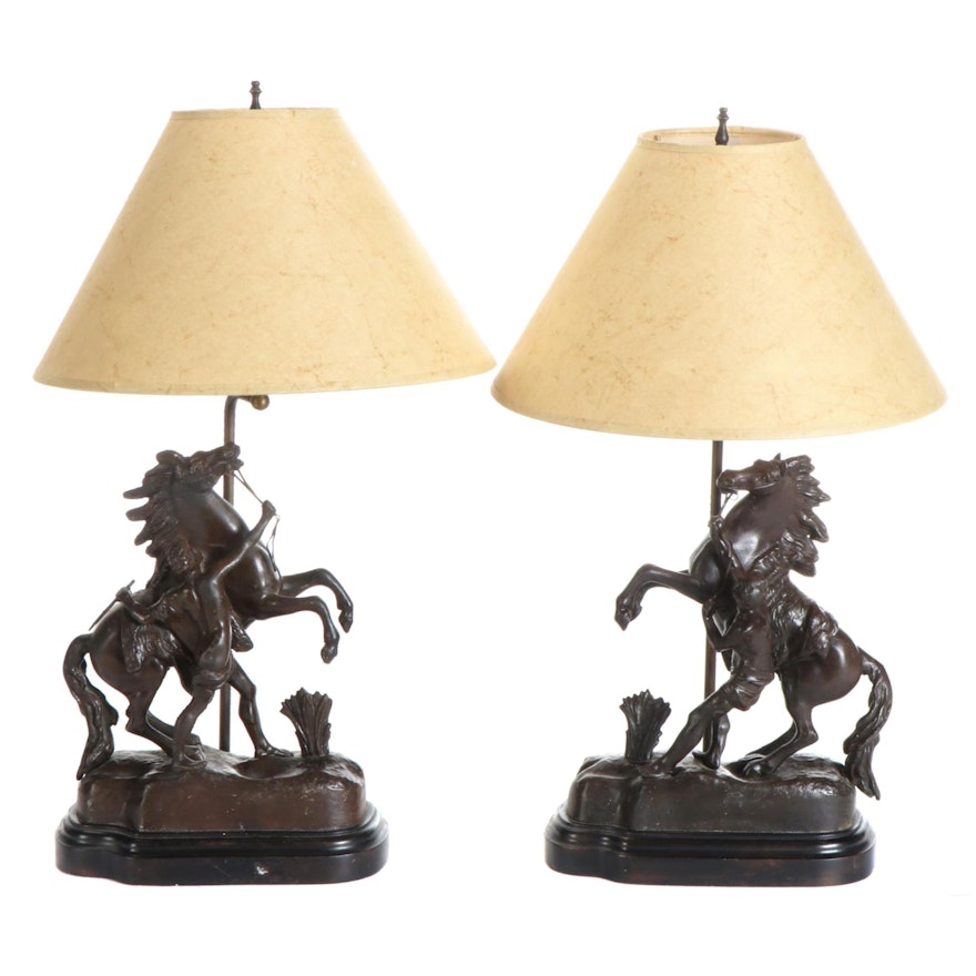 Cast Metal Lamps After Guillaume Coustou "Marly Horses"
