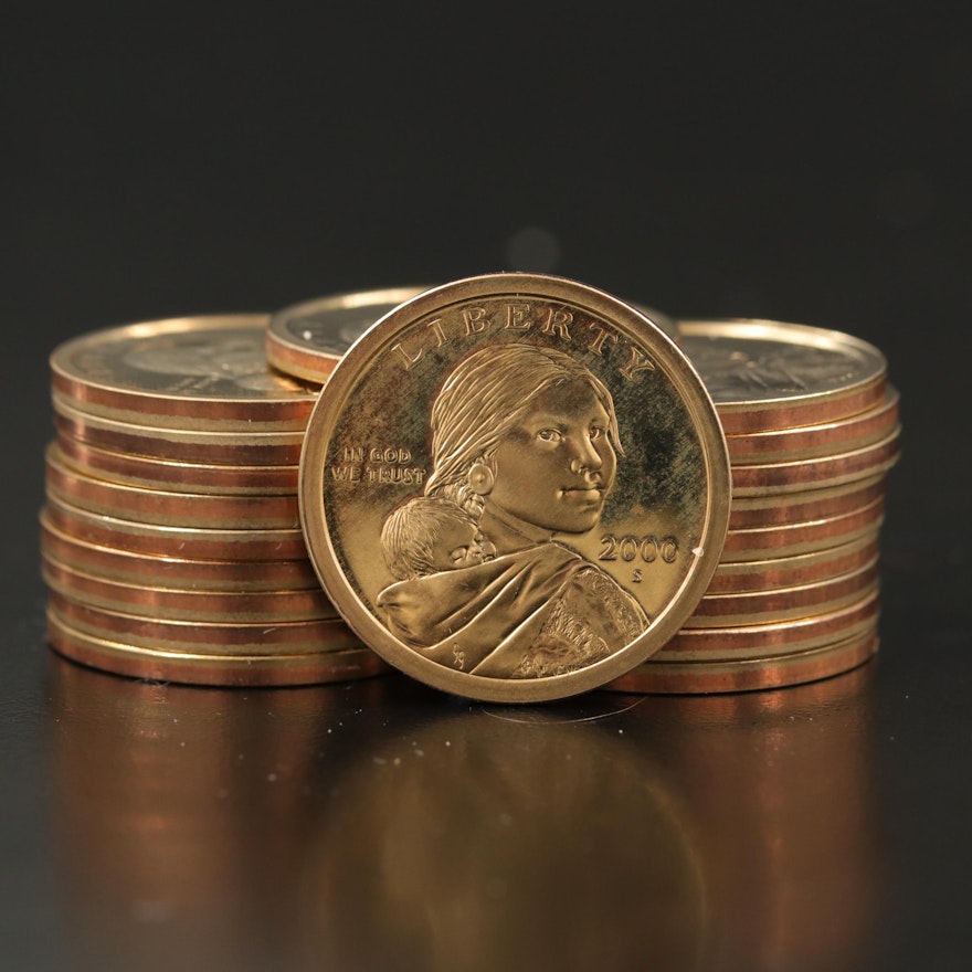 Twenty 2000-S Sacagawea Proof Dollars