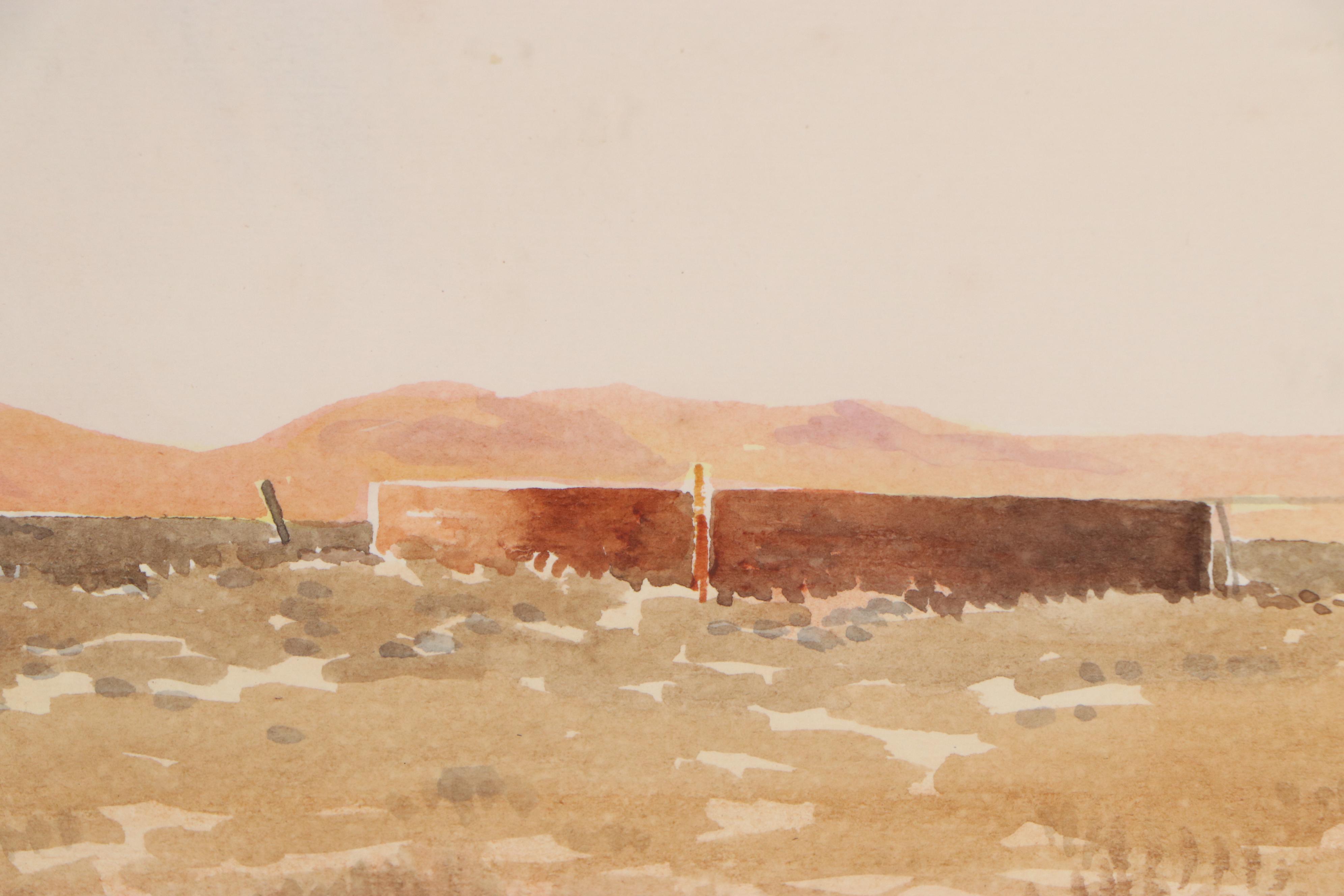 Lawrence Benjamin Porter Watercolor Painting "Windmill & Brown Grass"