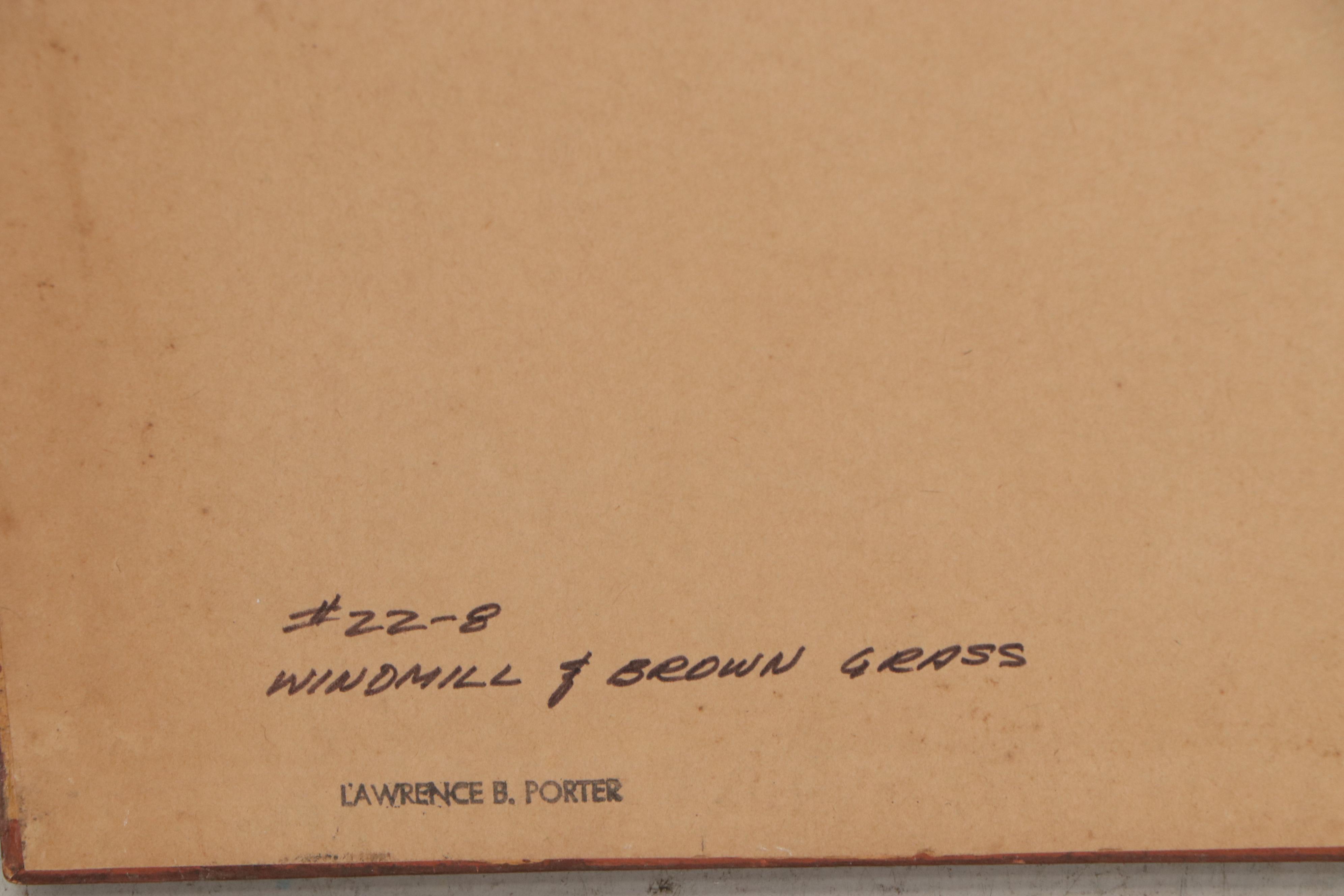 Lawrence Benjamin Porter Watercolor Painting "Windmill & Brown Grass"