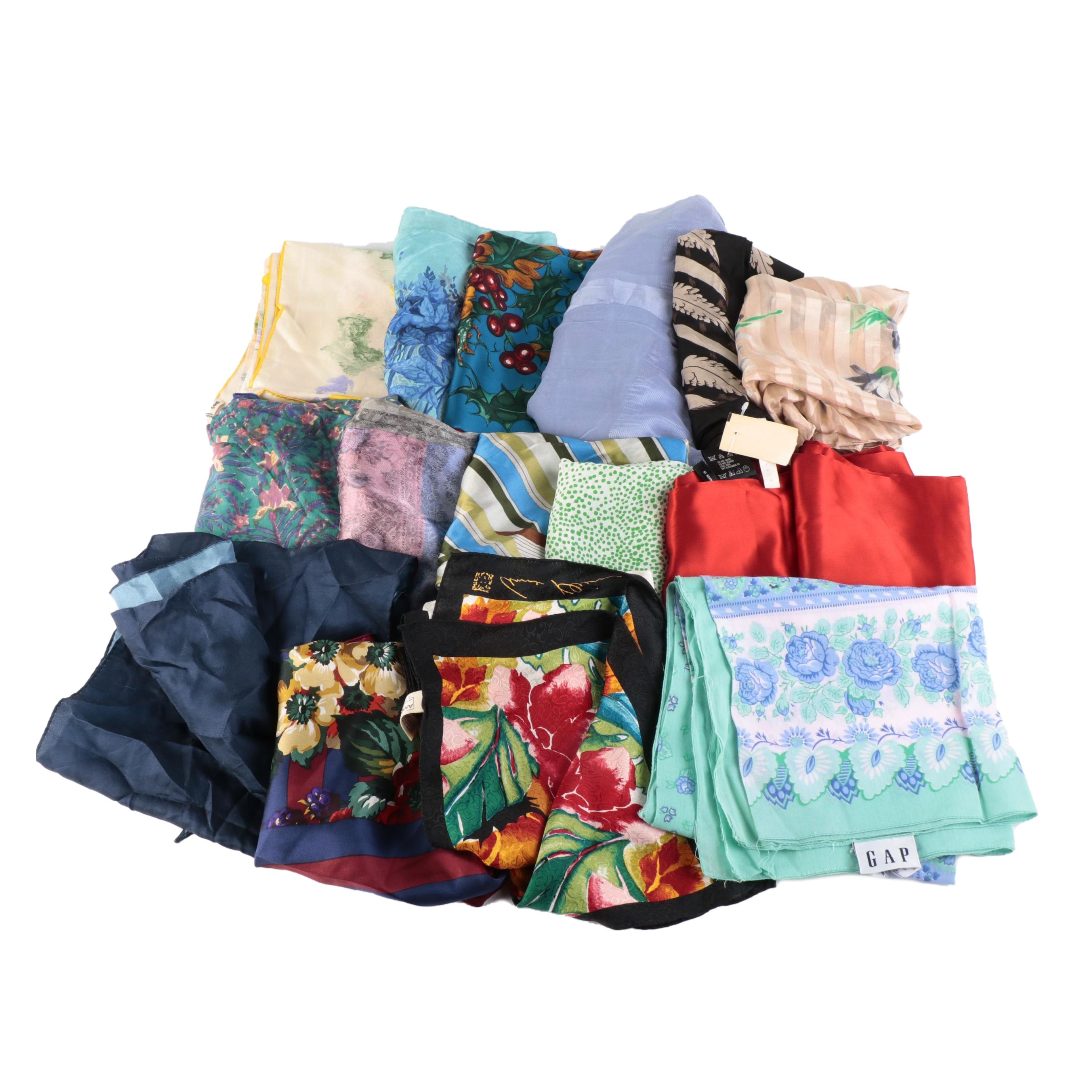 Perry Ellis, Ellen Tracy, Harrods, Jaeger, and Other Silk and Cotton Scarves