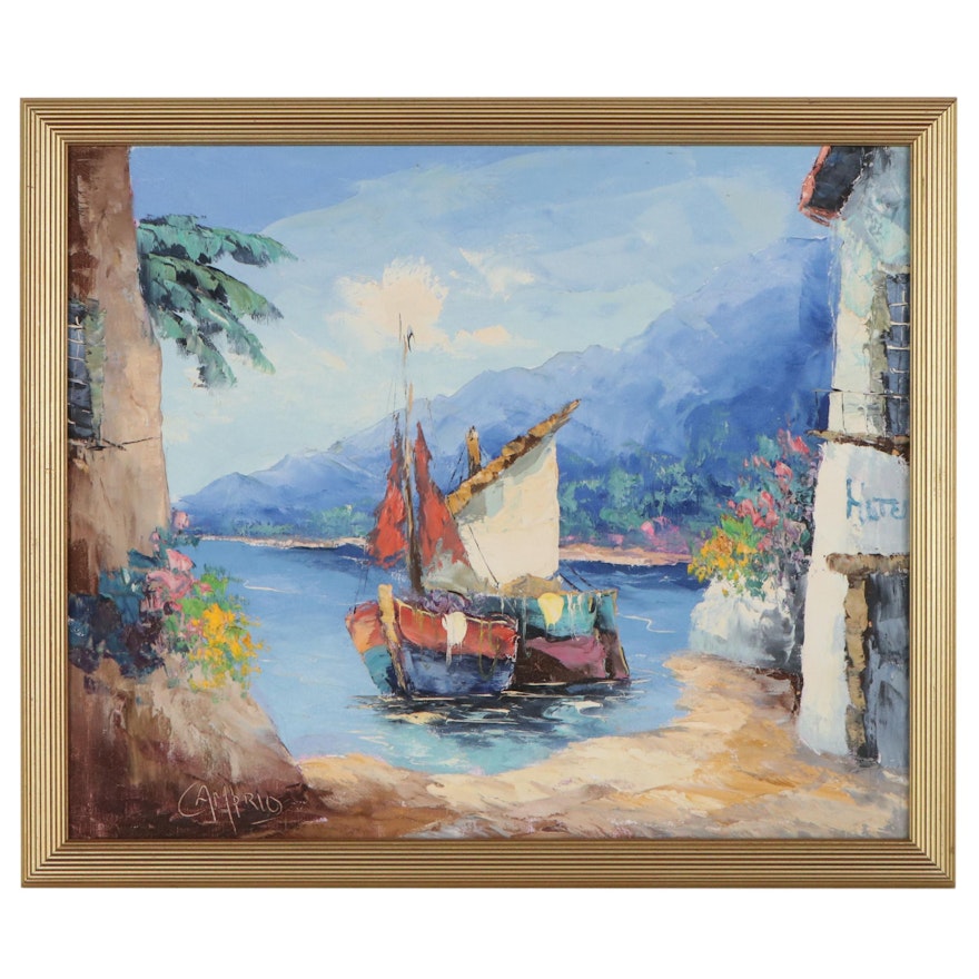 Giovanni Camprio Maritime Oil Painting, Mid to Late 20th Century