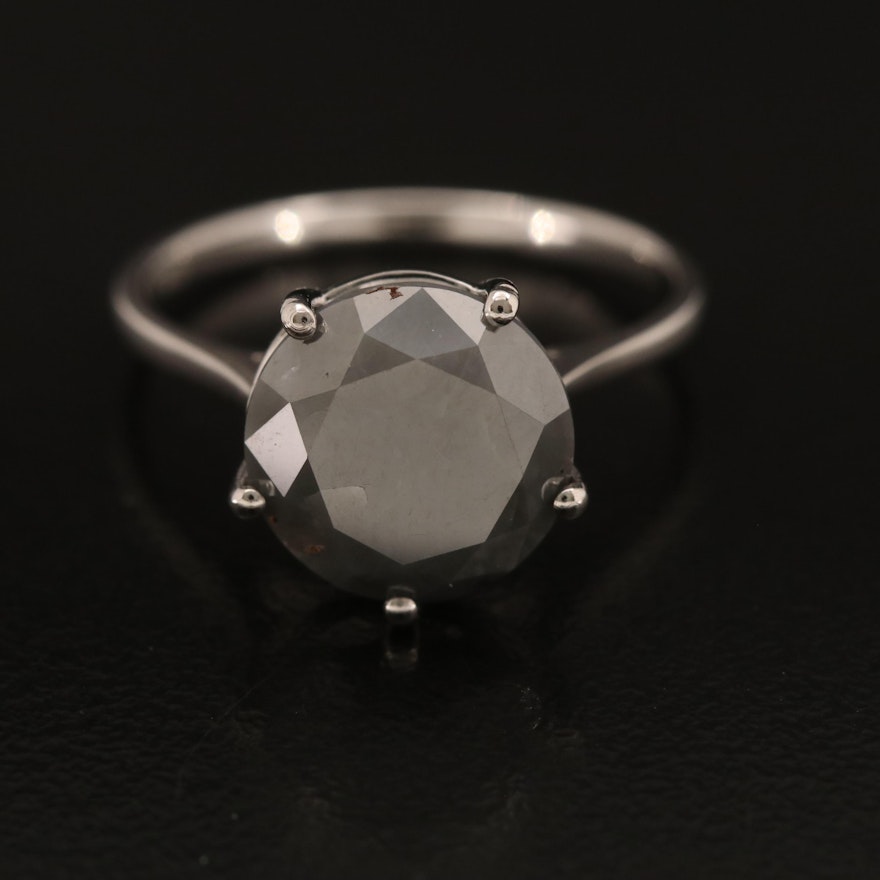 Platinum 4.74 CT Fancy Gray Diamond Solitaire Ring
