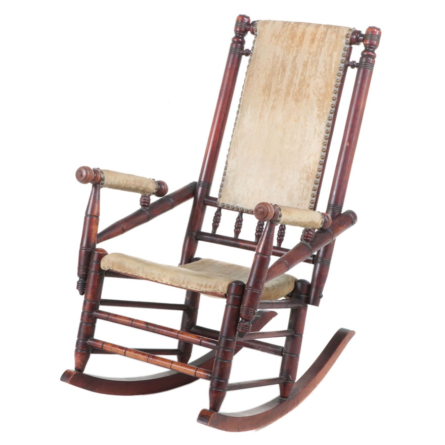 American Aesthetic Movement Mahogany-Stained Maple Rocker, Late 19th Century