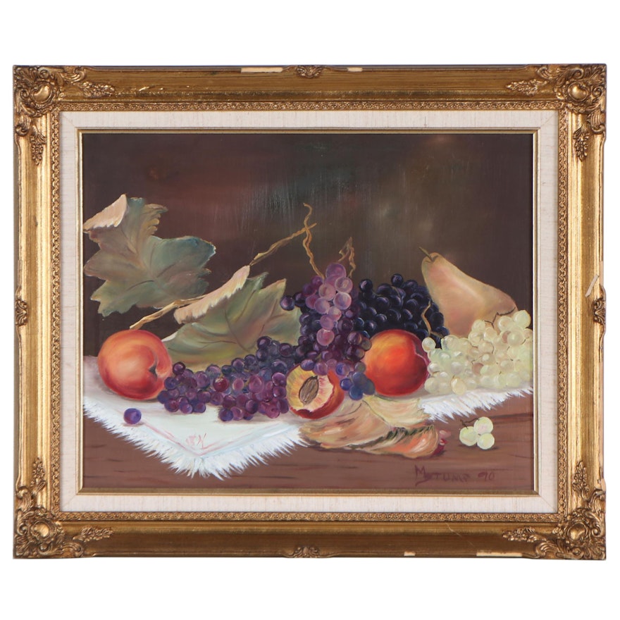 Still Life Oil Painting of Fruit, 1990