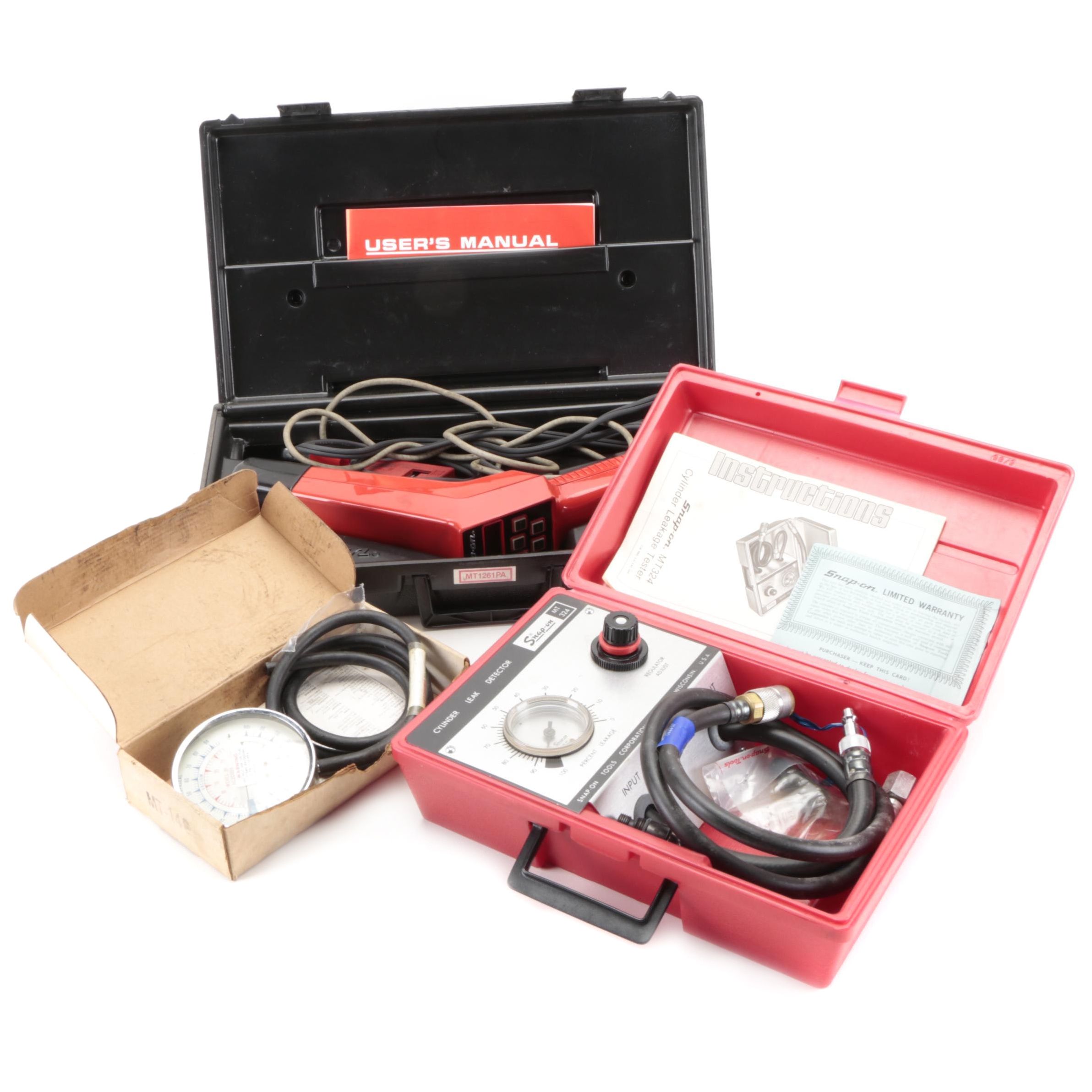 Snap-On Fuel Pump Pressure Gauge, Timing Light, and Cylinder Leakage Tester