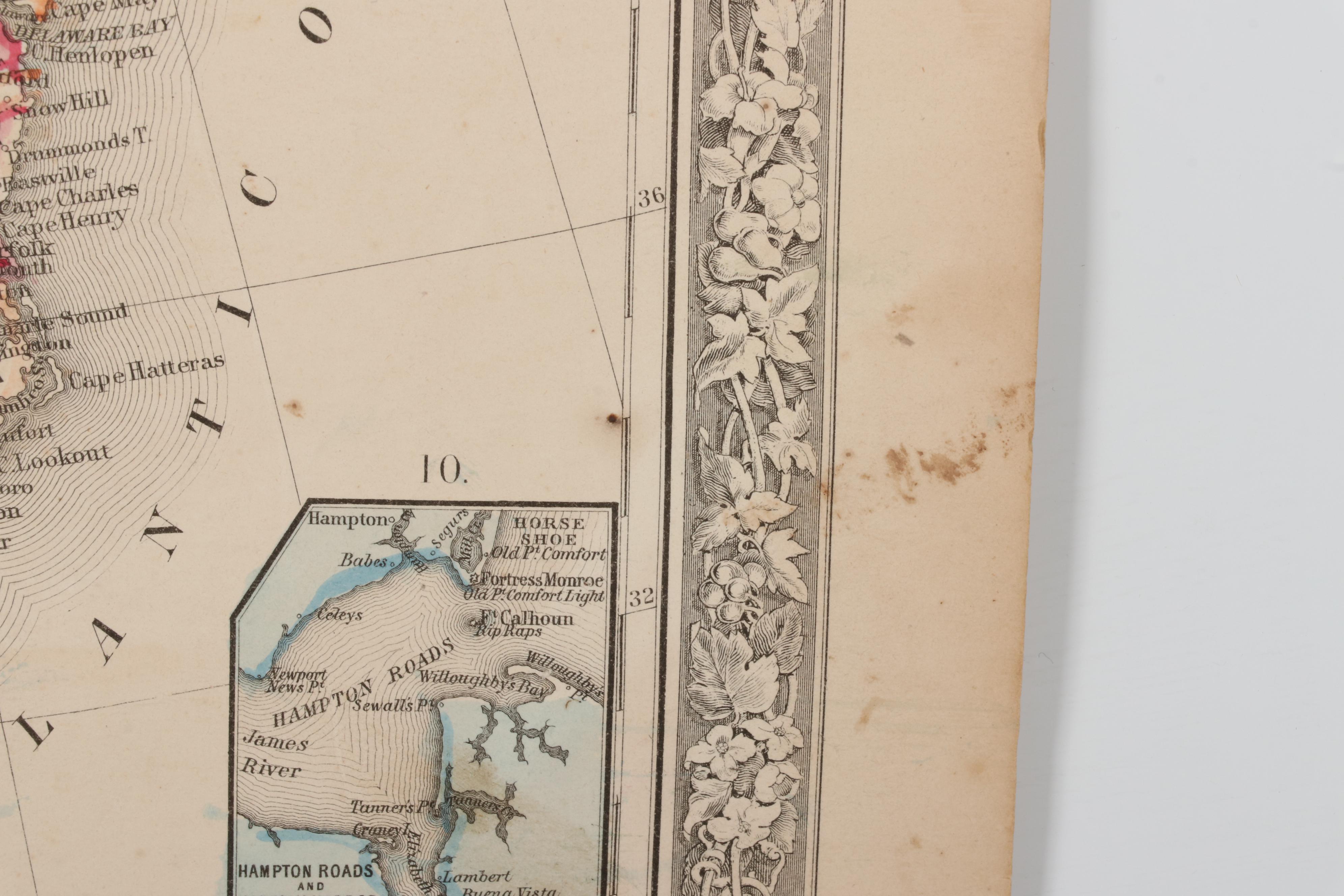 S. Augustus Mitchell Hand-Colored Engraving Map of United States and Territories
