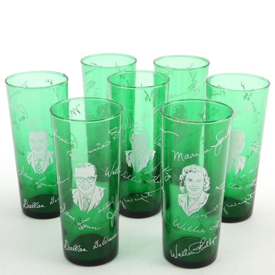 Anchor Hocking "Cincinnati WLW Stars" Tumbler Glasses, 1954