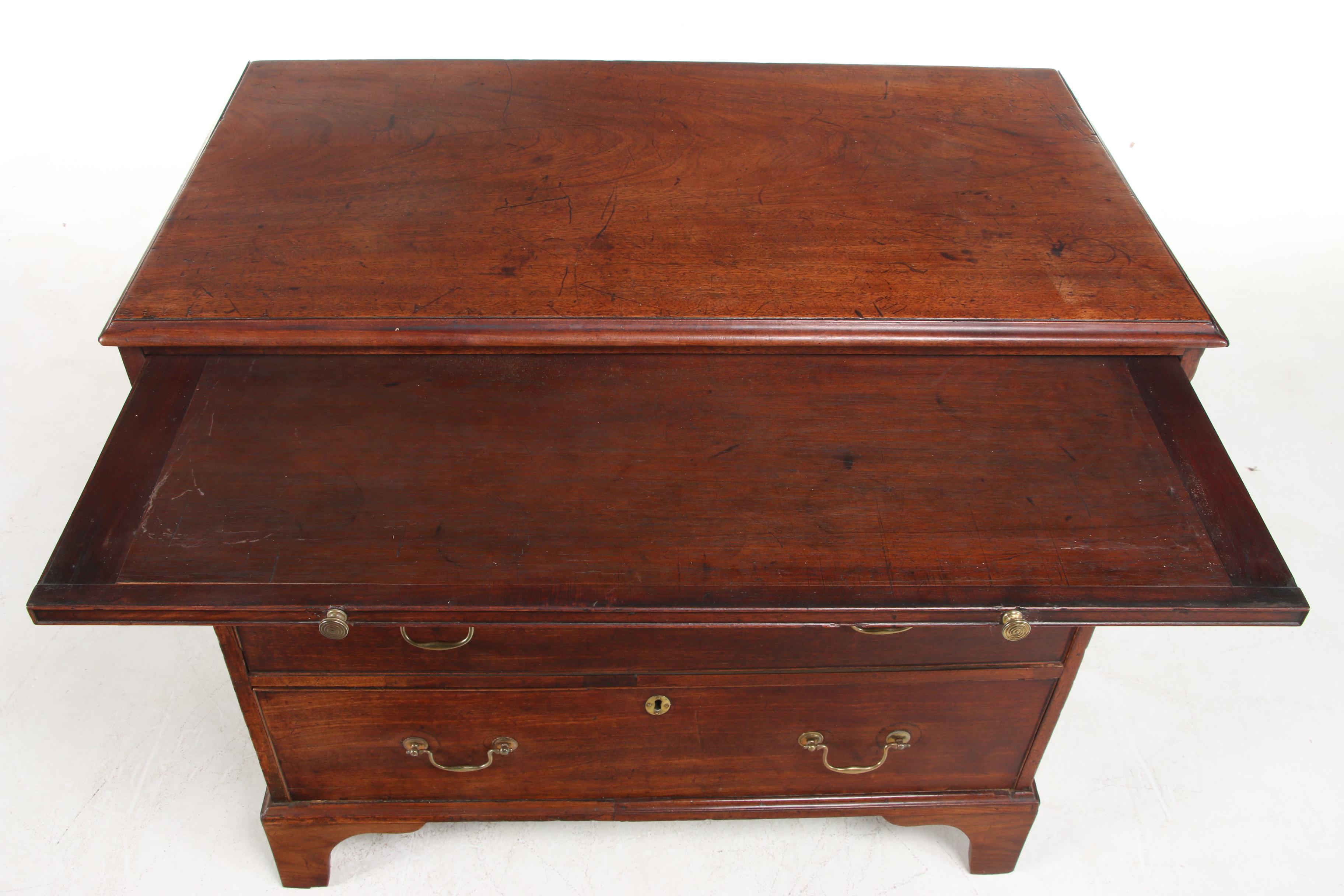 George III Mahogany Three-Drawer Chest with Brushing Slide, Late 18th Century