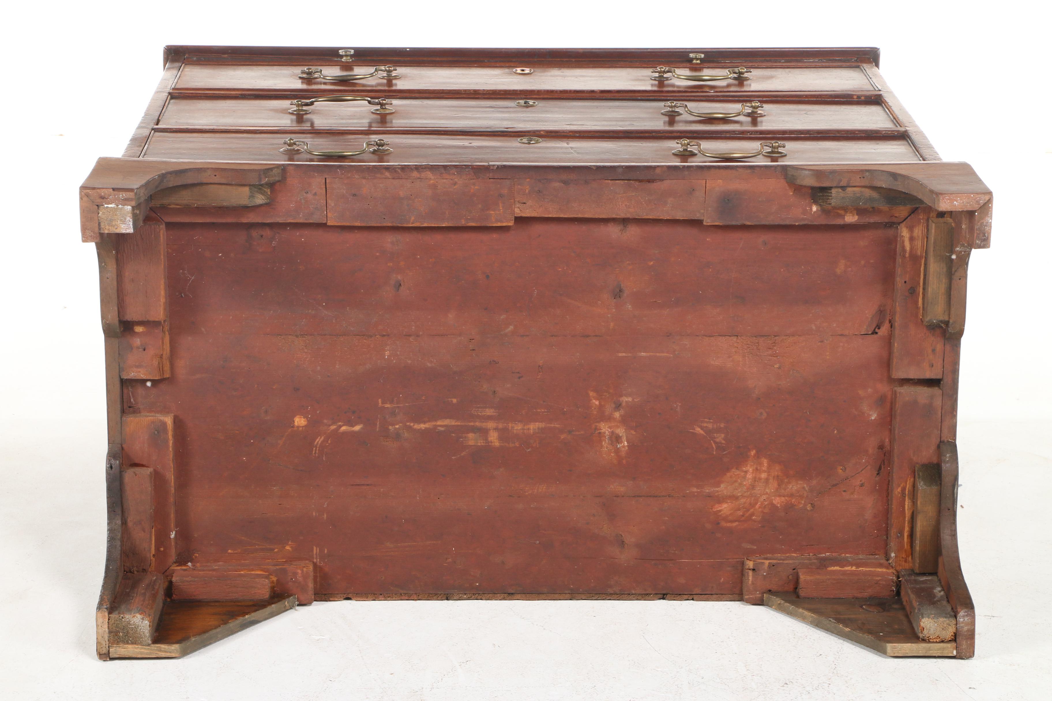 George III Mahogany Three-Drawer Chest with Brushing Slide, Late 18th Century