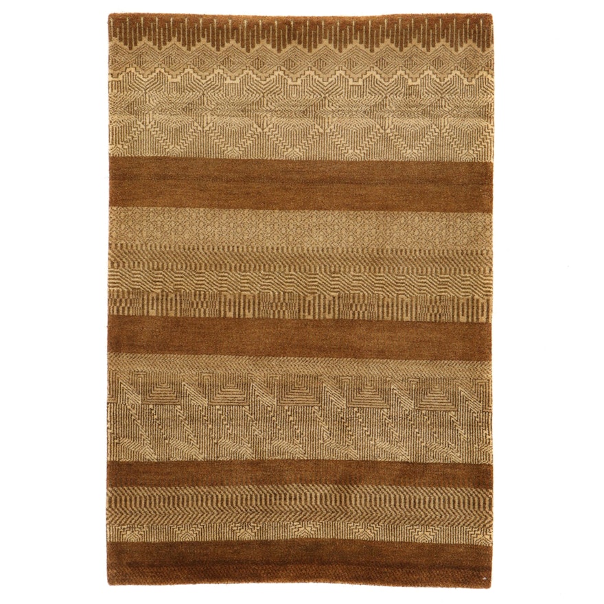 4'2 x 6'3 Hand-Knotted Indo Persian Gabbeh Rug, 2010s