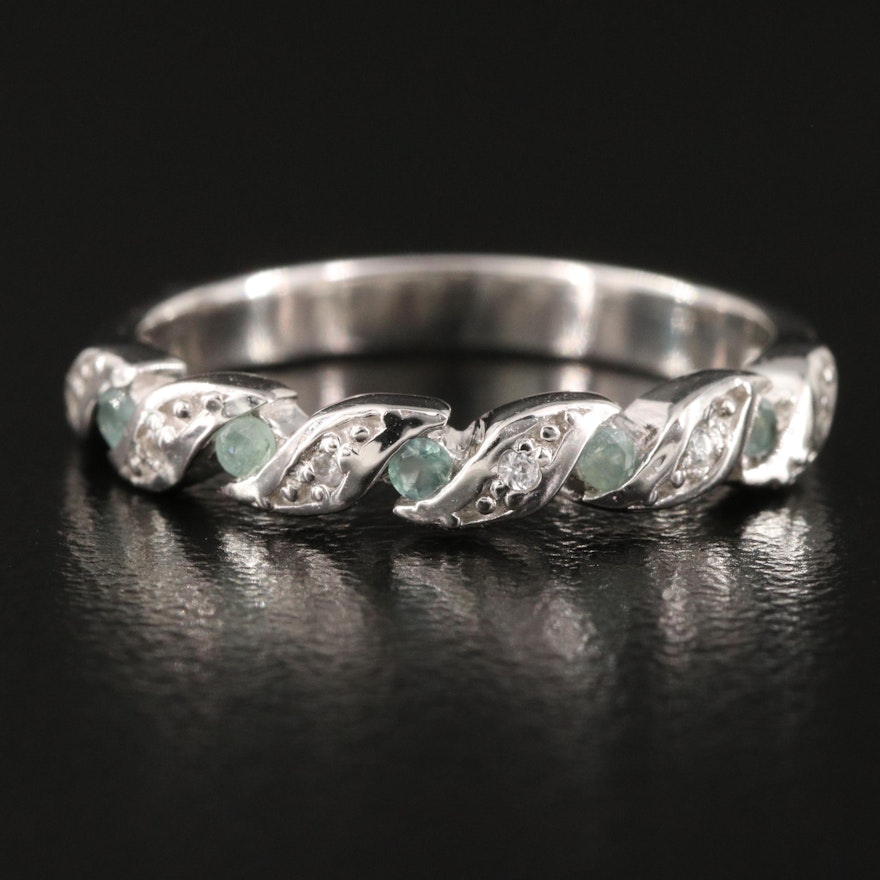 Sterling Alexandrite and Zircon Stackable Band