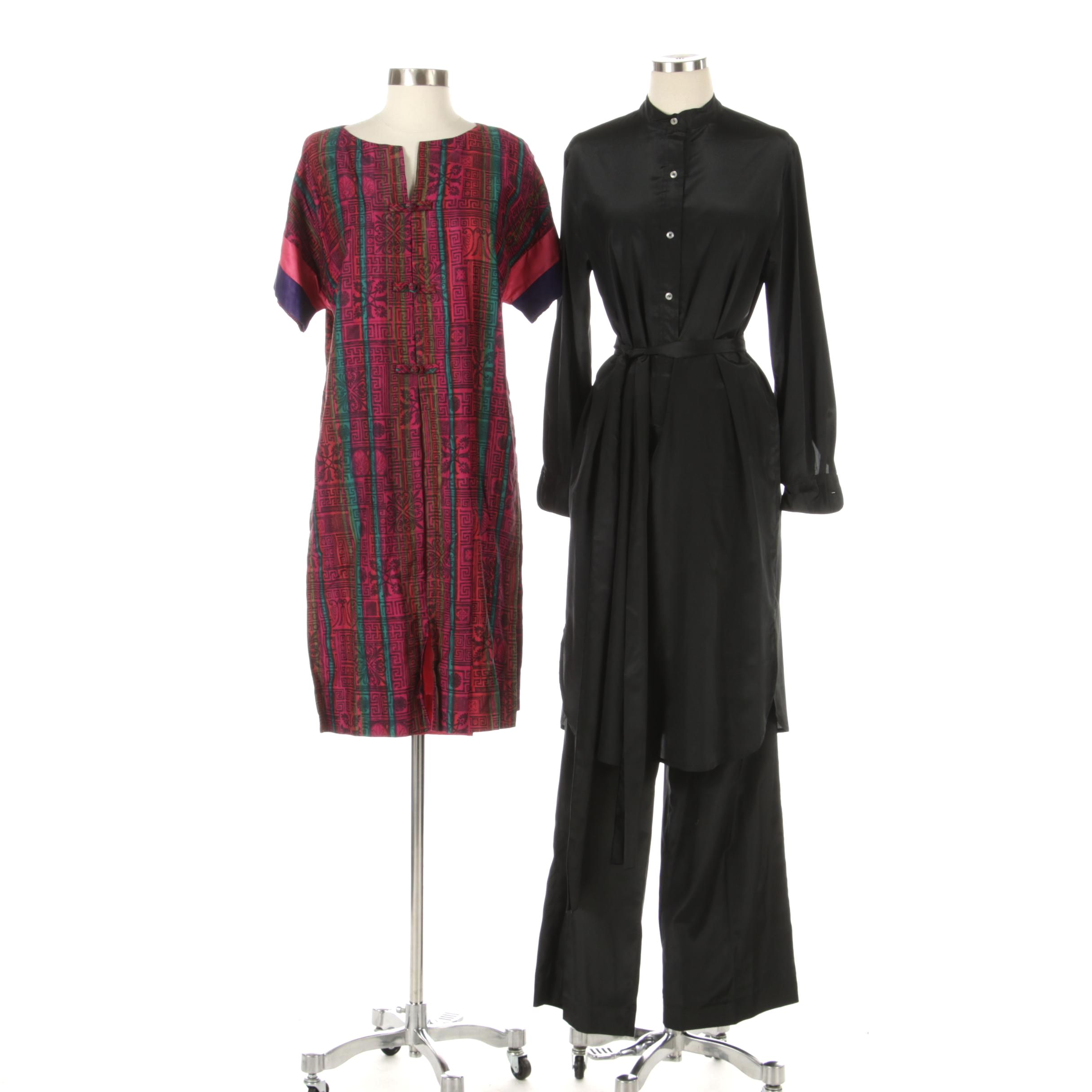 Pat Richards Tunic with Pants in Black and Royal Hawaiian Dress