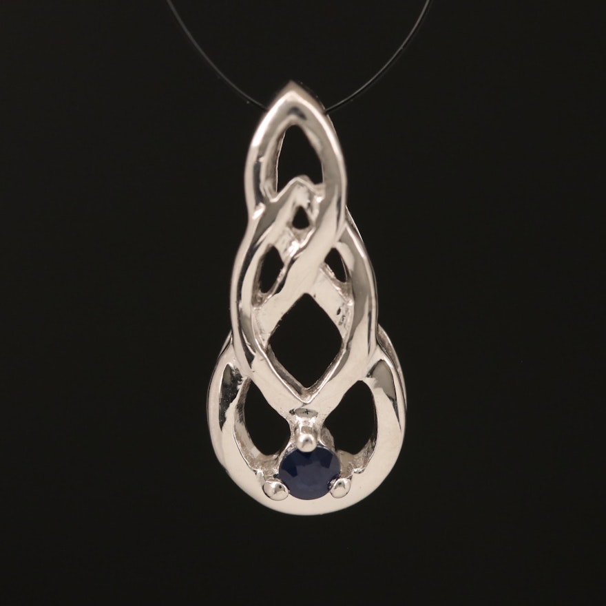 Sterling Sapphire Celtic Knot Pendant