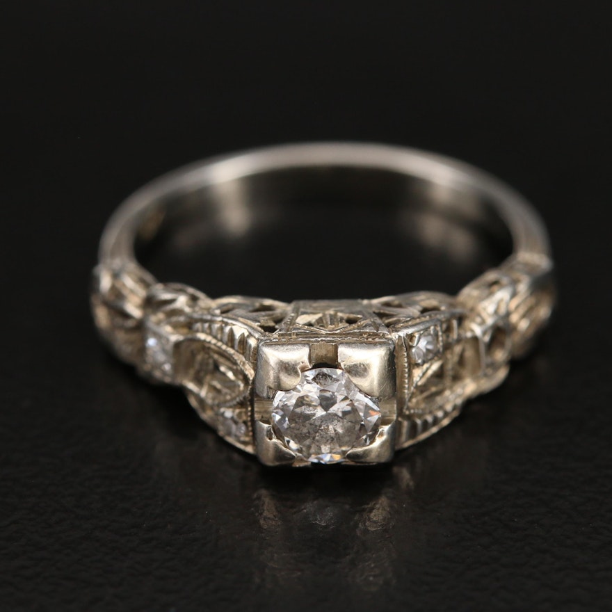 Antique 18K Diamond Openwork Ring