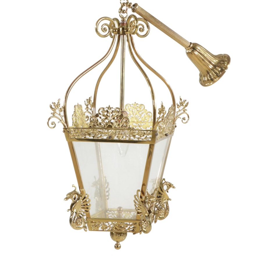 Brass Lantern Style Pendant Light