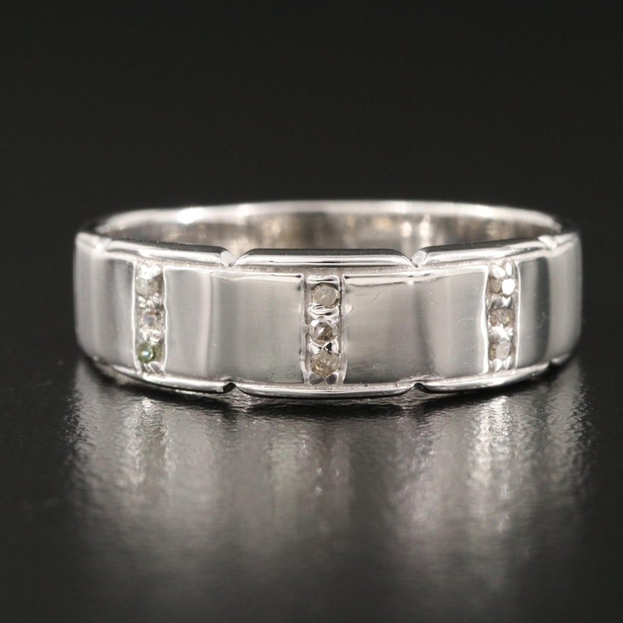 Sterling Diamond Triple Row Ring