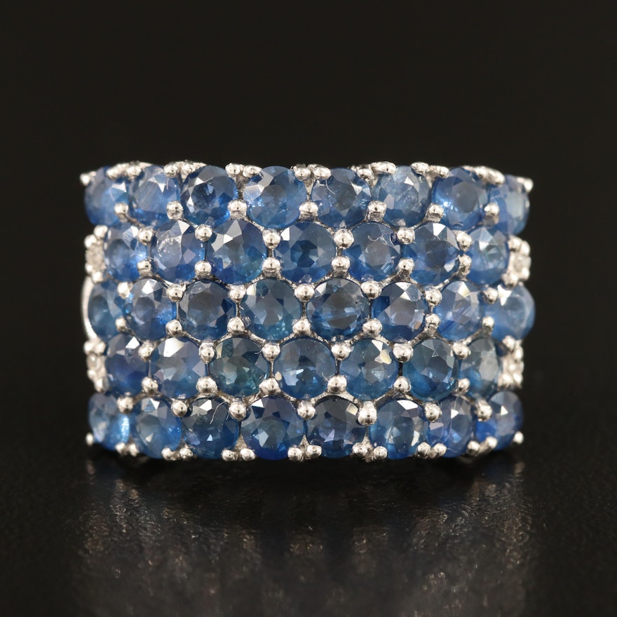 Sapphire and Topaz Multi-Row Ring in Sterling Silver
