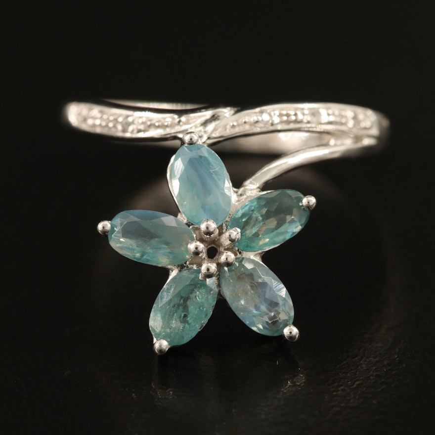 Sterling Alexandrite and Zircon Flower Ring