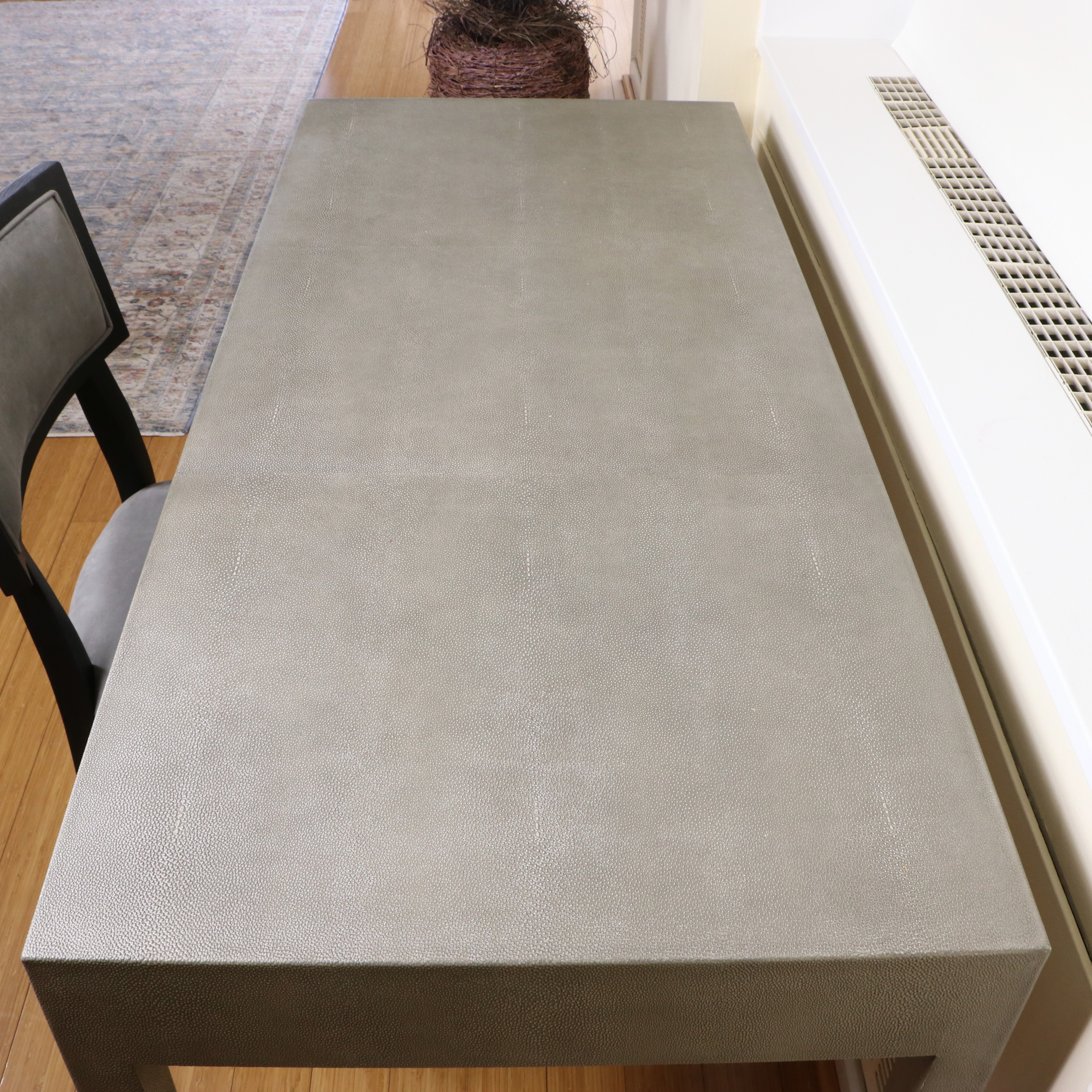 Restoration Hardware "Graydon" Shagreen-Embossed Desk and "Klismos" Chair