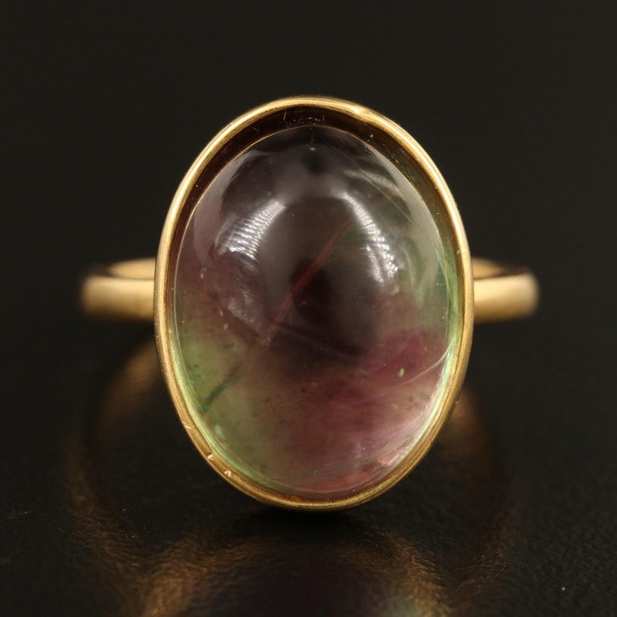 10K Fluorite Cabochon Ring with GIA Report