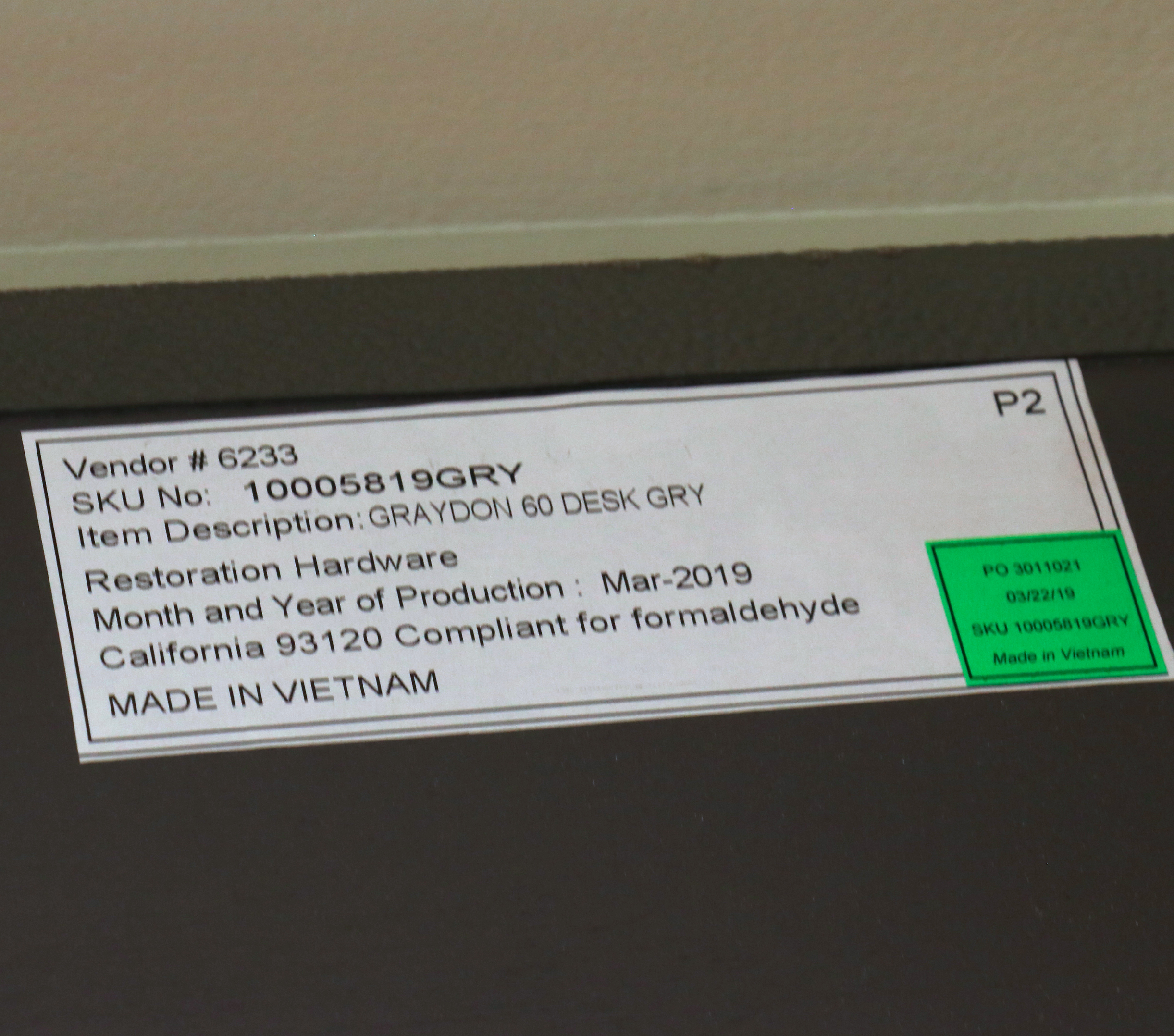 Restoration Hardware "Graydon" Shagreen-Embossed Desk and "Klismos" Chair