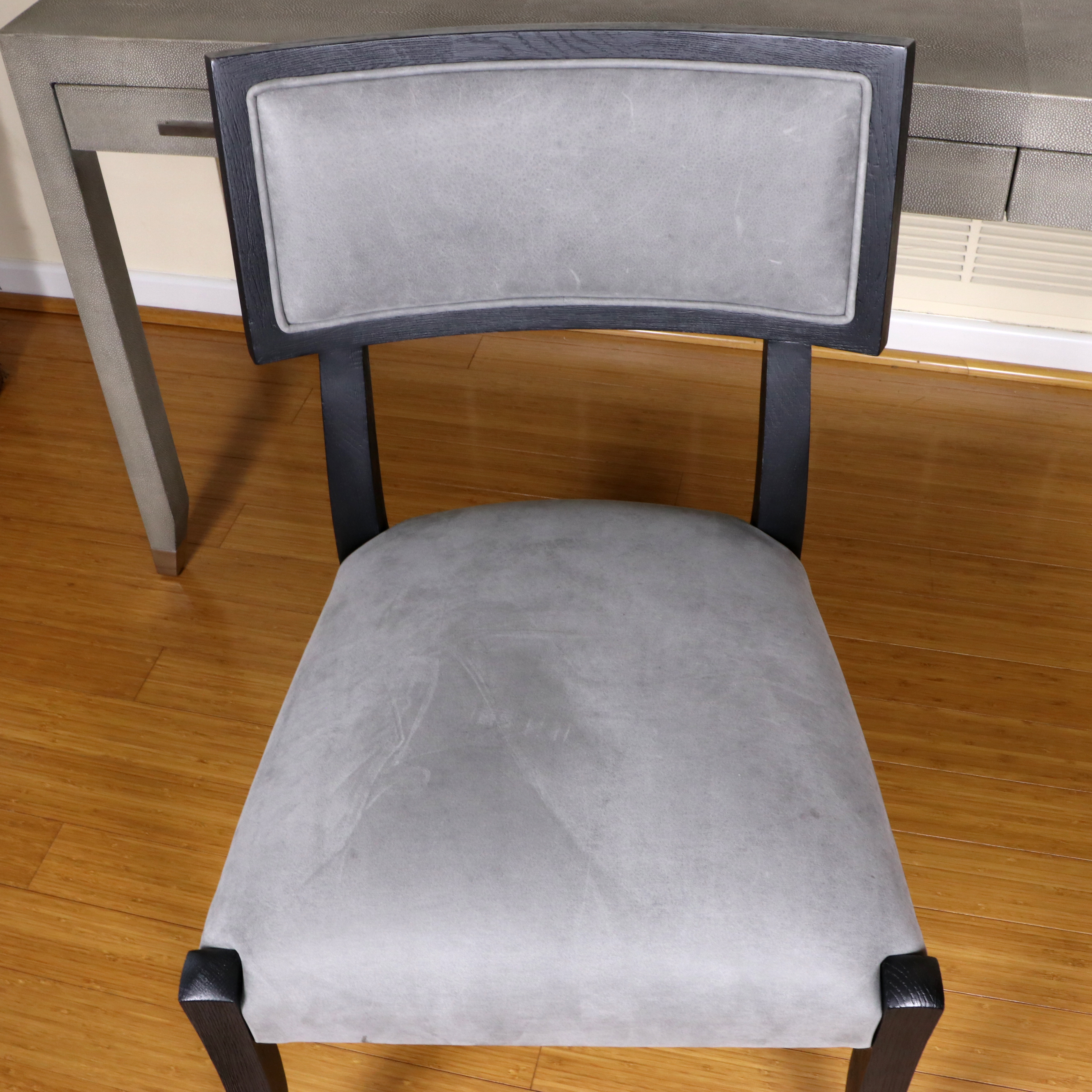 Restoration Hardware "Graydon" Shagreen-Embossed Desk and "Klismos" Chair