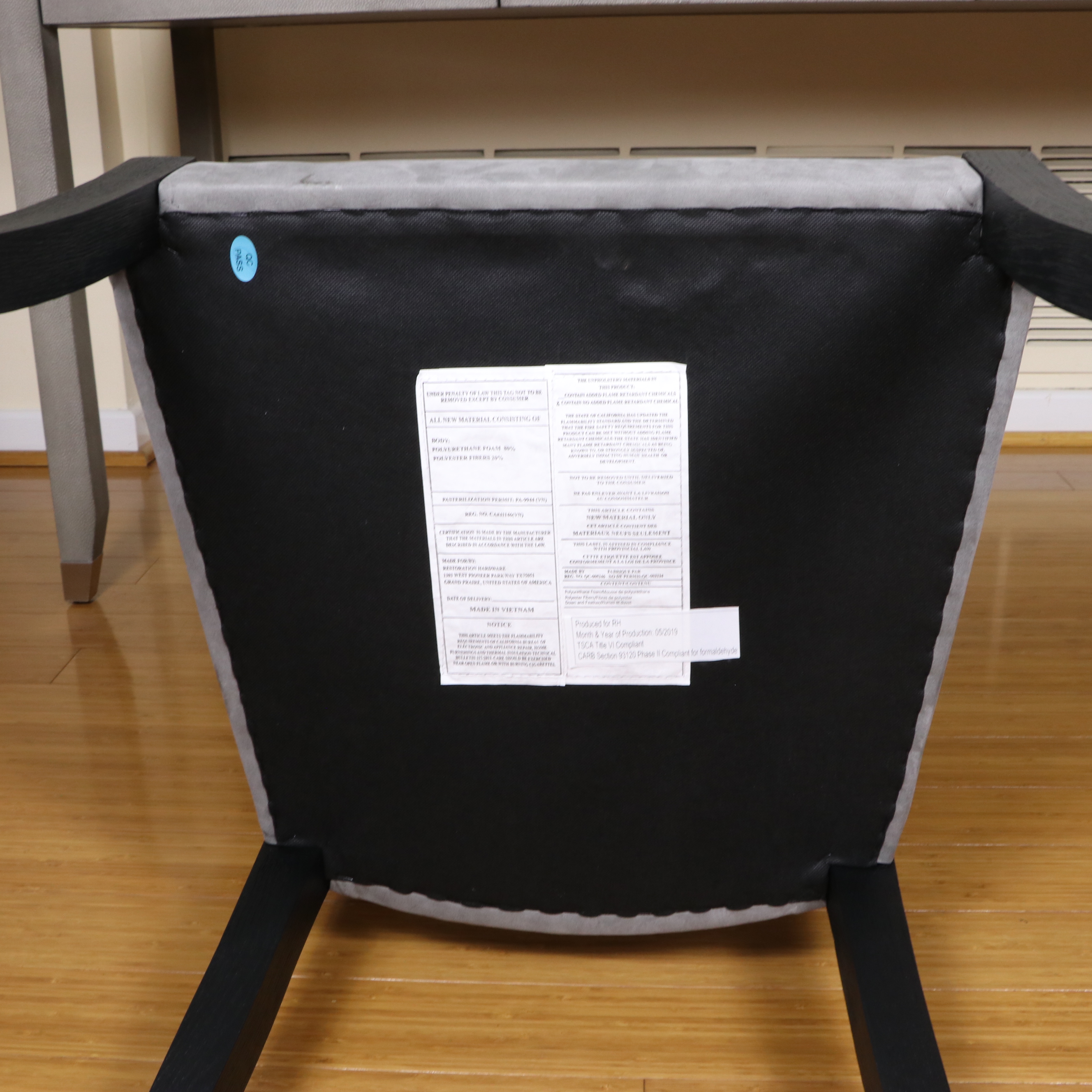 Restoration Hardware "Graydon" Shagreen-Embossed Desk and "Klismos" Chair