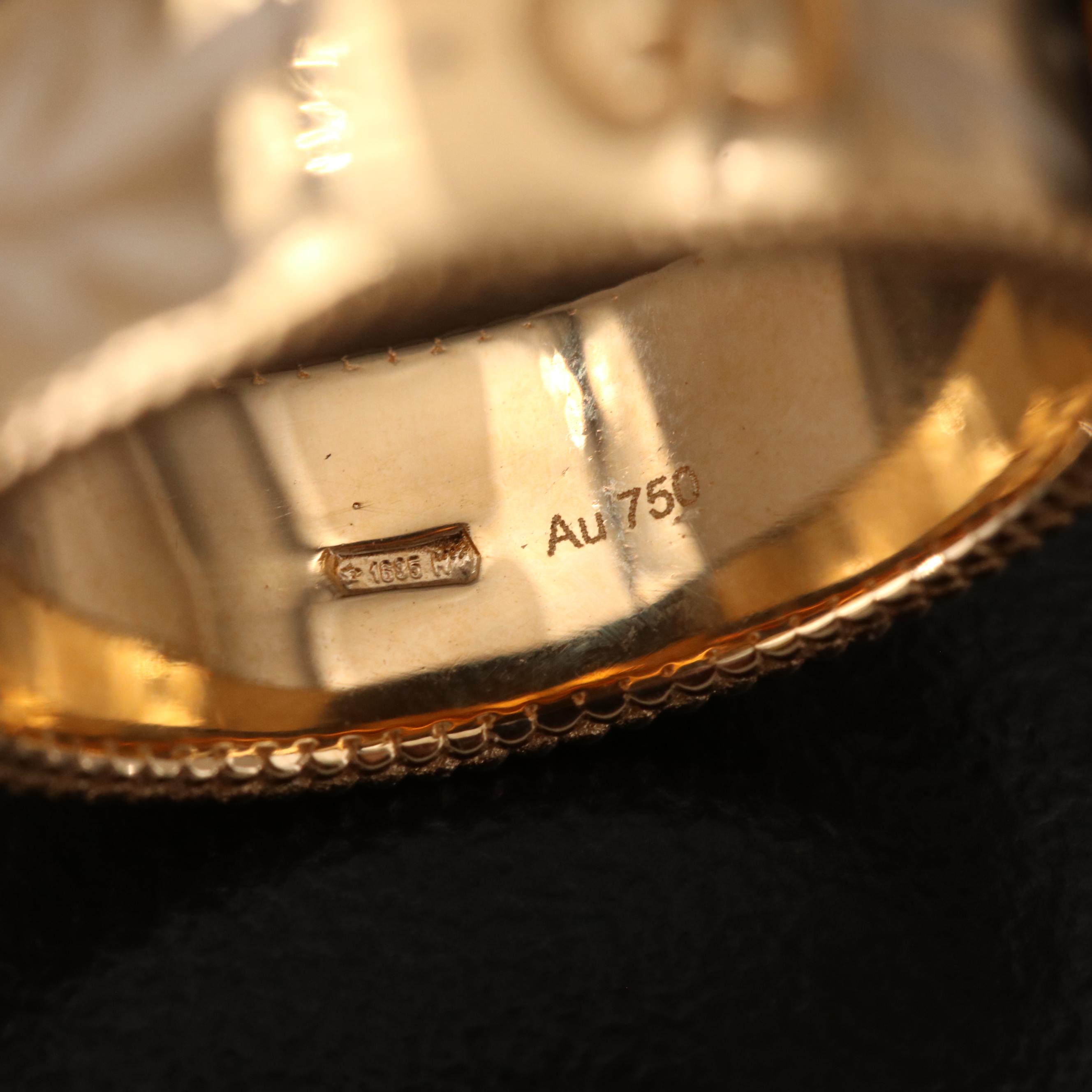 Gucci Icon Blooms 18K Enamel Band with Box, Pouch and Papers