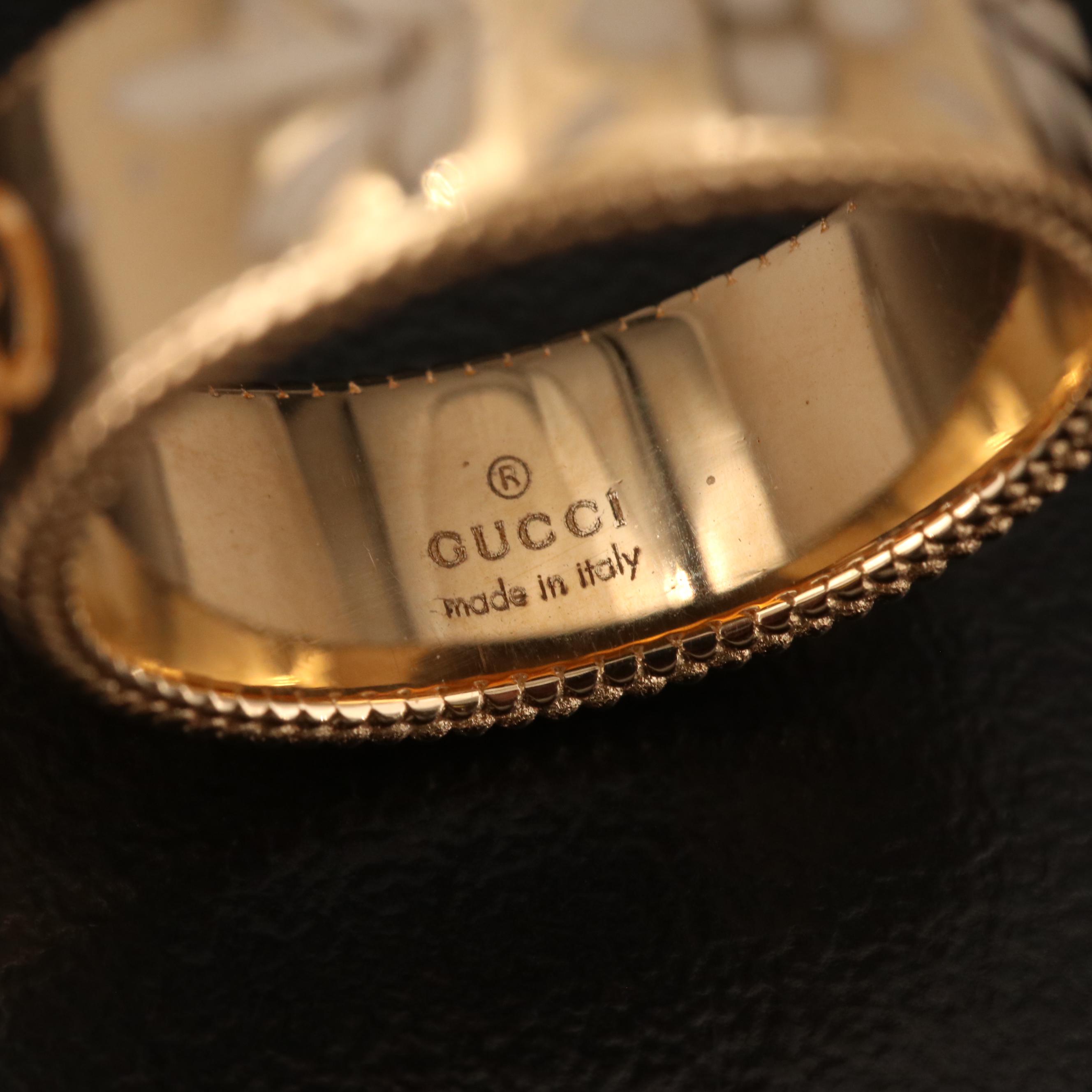 Gucci Icon Blooms 18K Enamel Band with Box, Pouch and Papers