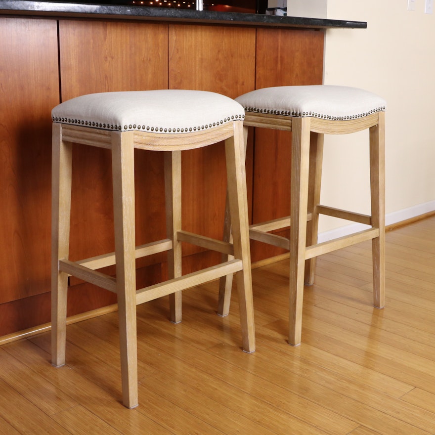 Pier 1 "New Ridge Home" Upholstered Barstools with Nailhead Accents