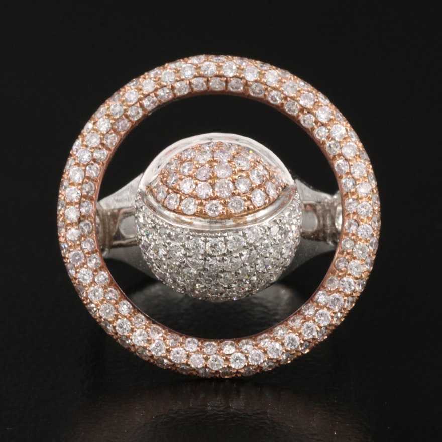 18K 1.85 CTW Pavé Diamond Ocular Motif Ring