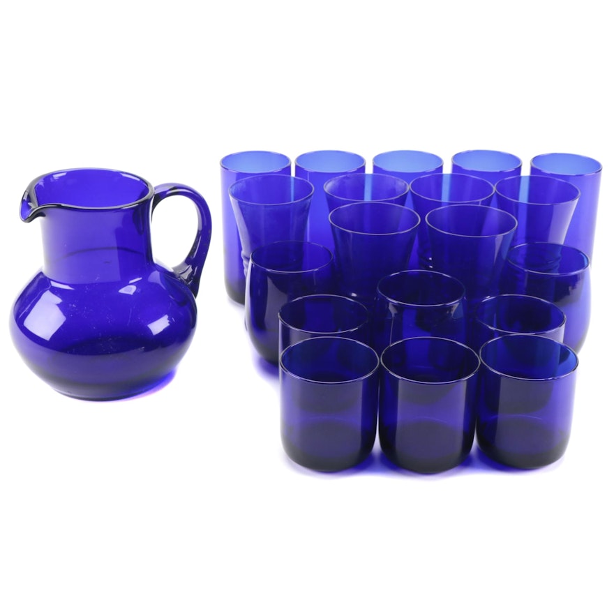 Libby "Premier Cobalt" Tumblers and Old Fashioned Glasses with Other Drinkware