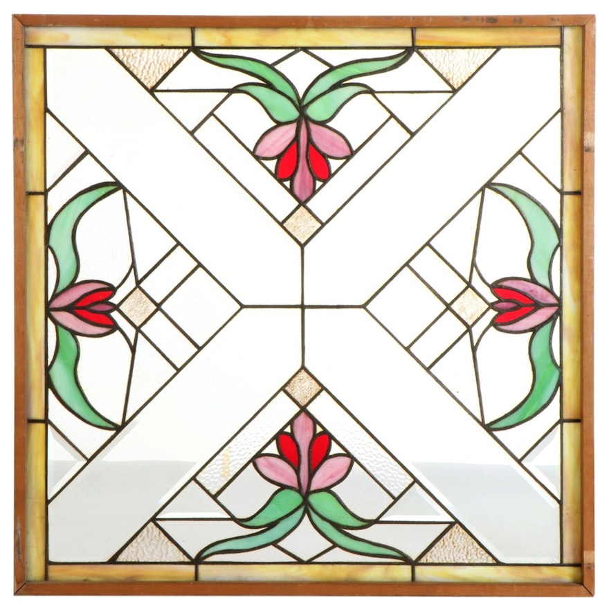 Art Nouveau Style Stained Glass Window Panel