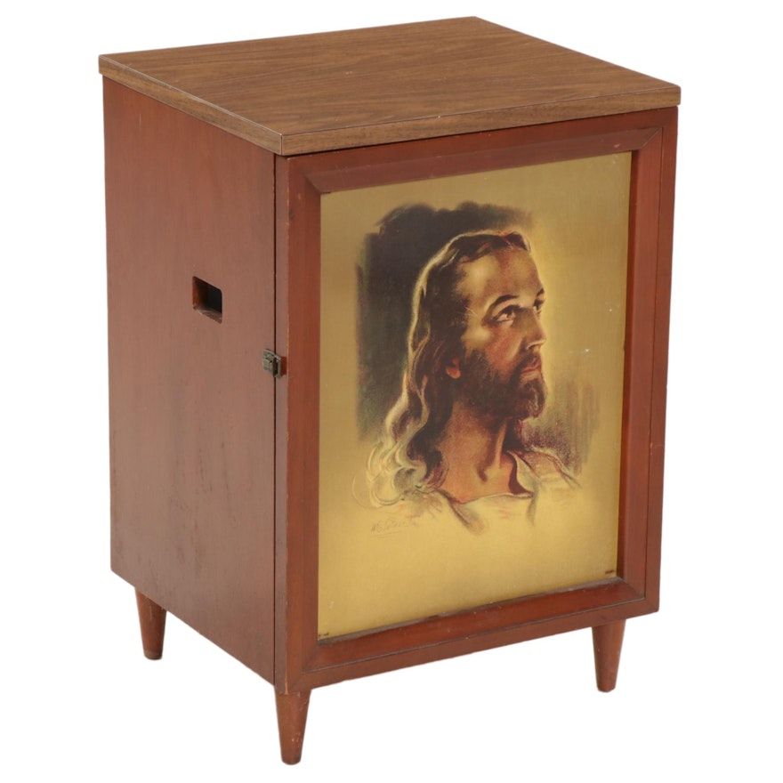 Record Player Cabinet with Portrait of Jesus Christ, Mid-20th Century