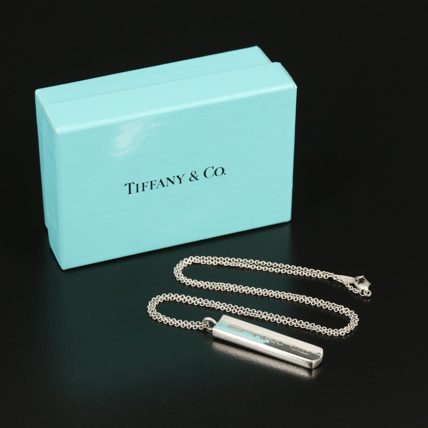 Tiffany & Co. "1837" Sterling Bar Pendant Necklace with Box