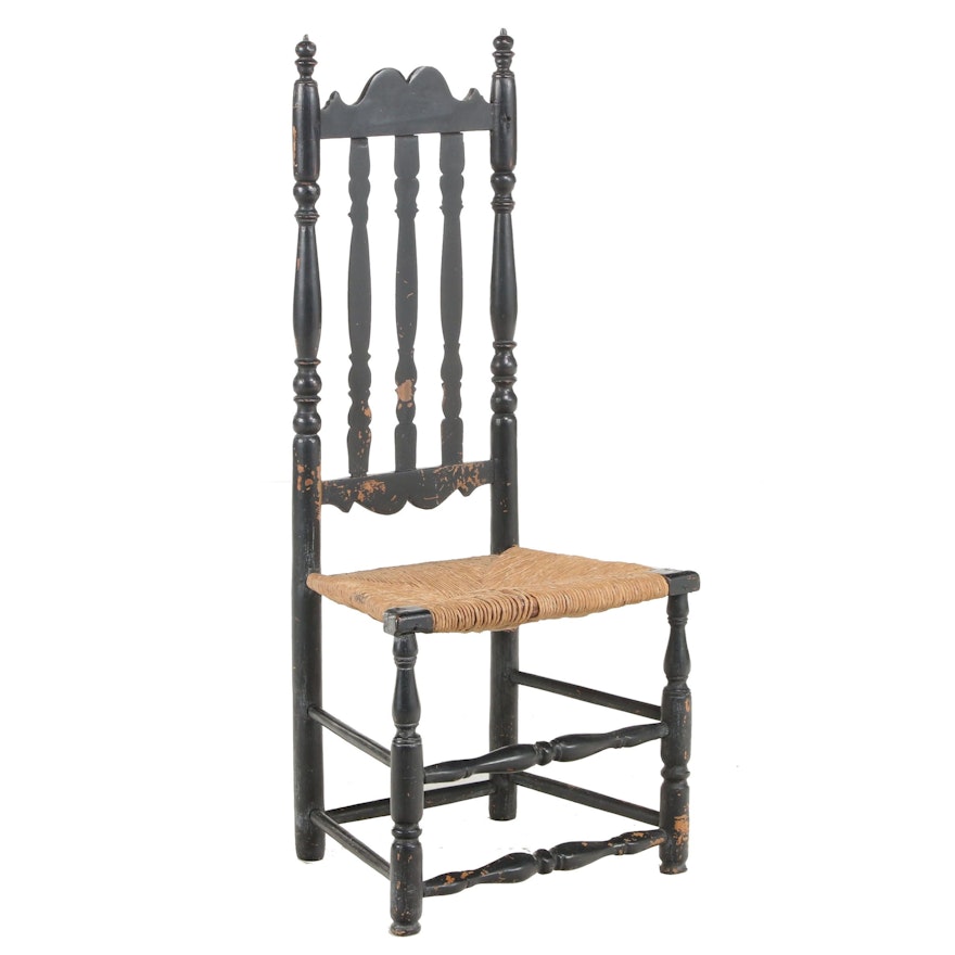 New England Ebonized Banister-Back Side Chair, Mid-18th Century