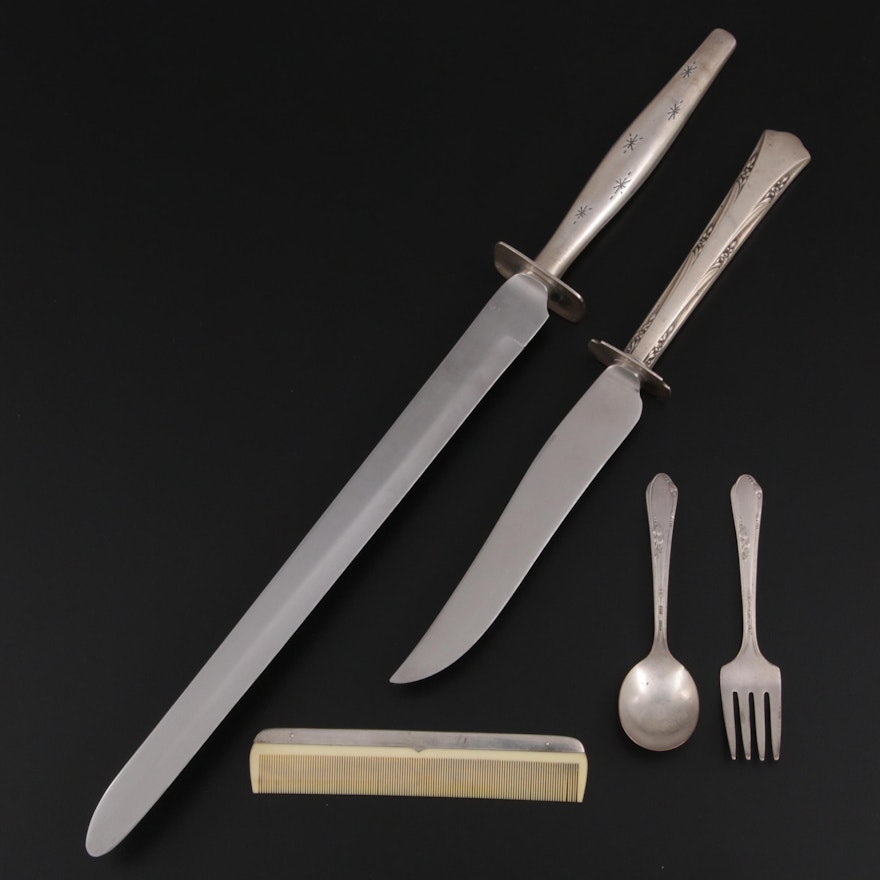 Gorham "Stardust" and "Greenbrier" Sterling-Handled Knives and Other Accessories