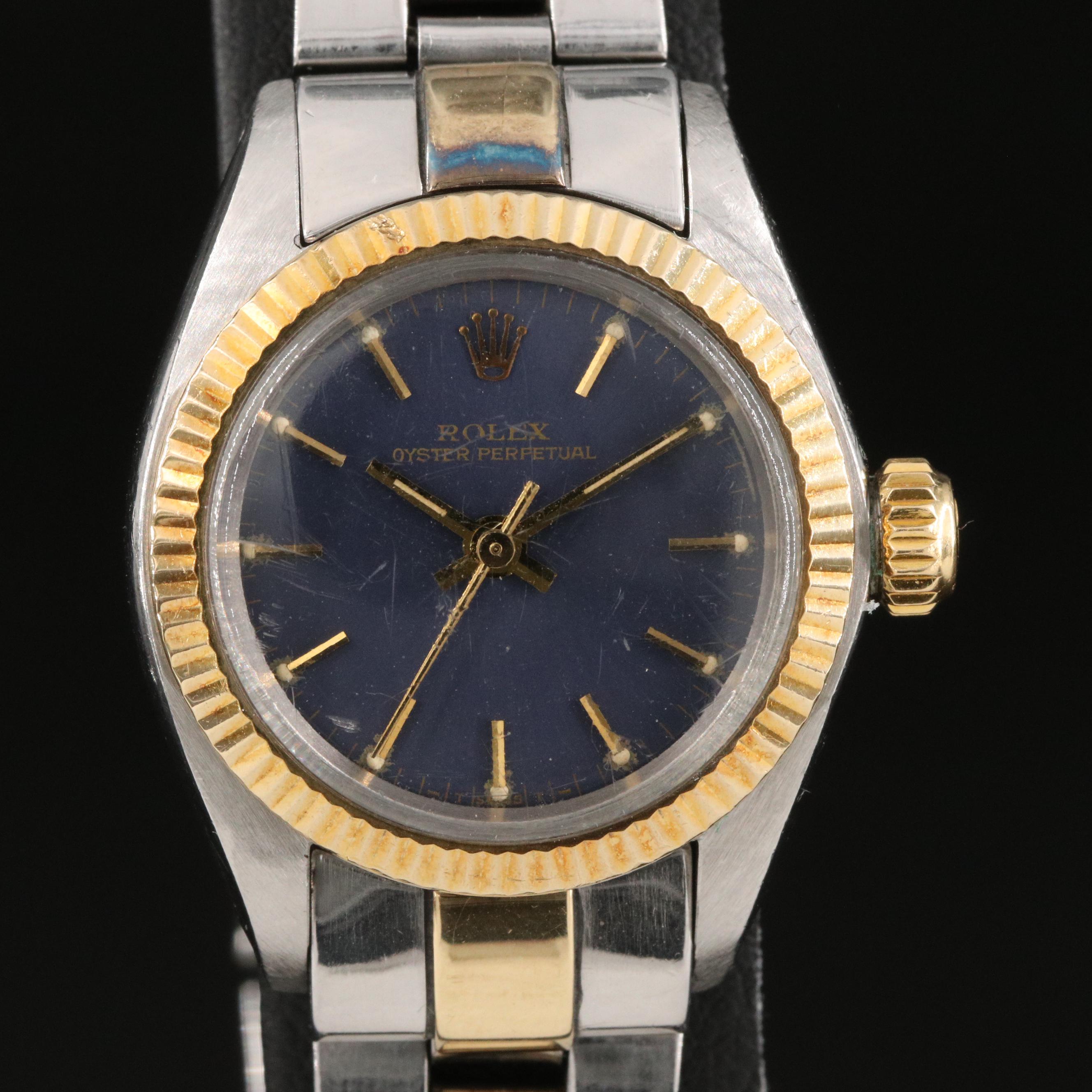1983 Rolex Oyster Perpetual 6719 18K Gold and Stainless Steel Watch